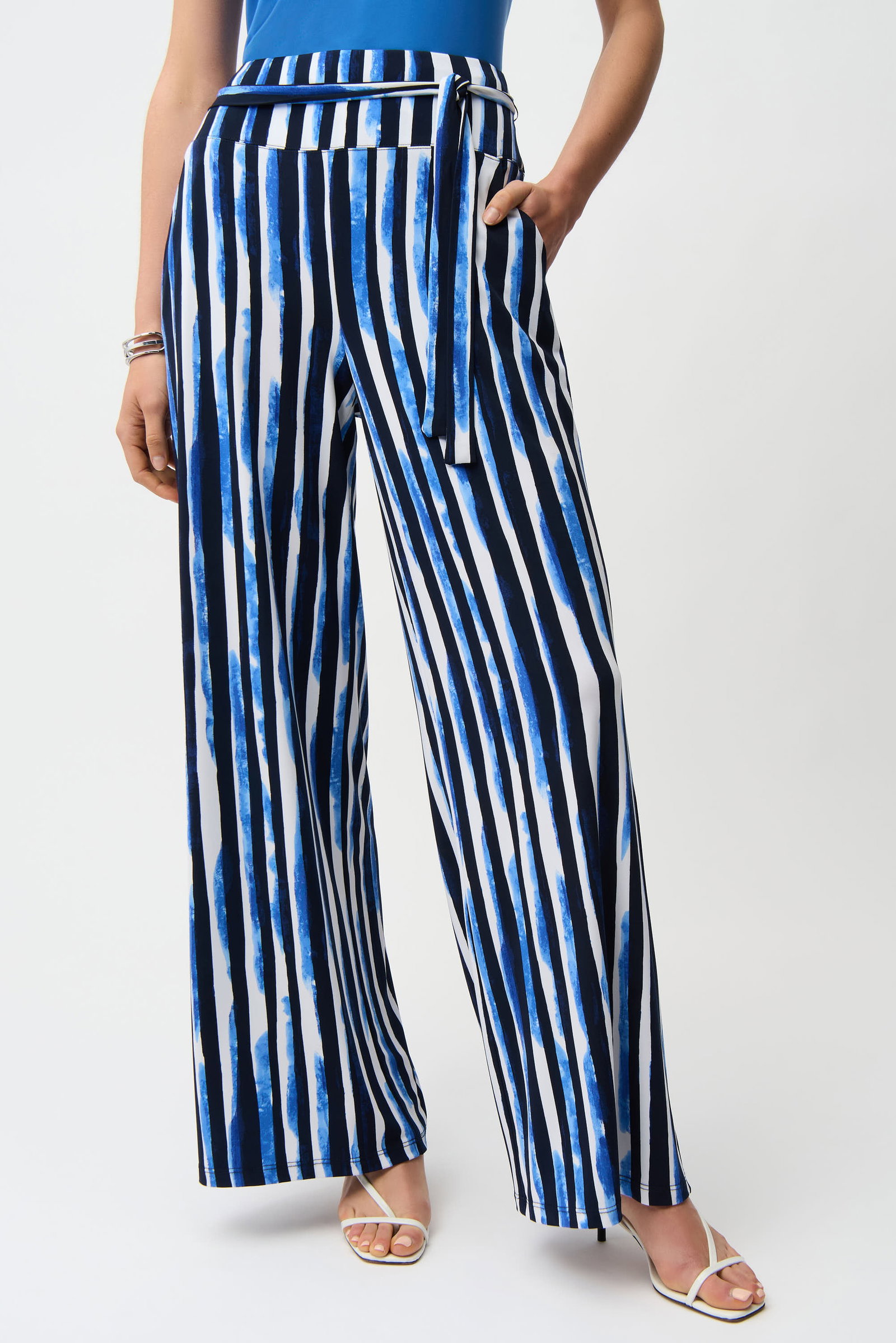 Joseph Ribkoff  weite Schlupfhose aus feinem Jersey mit Streifenprint #1