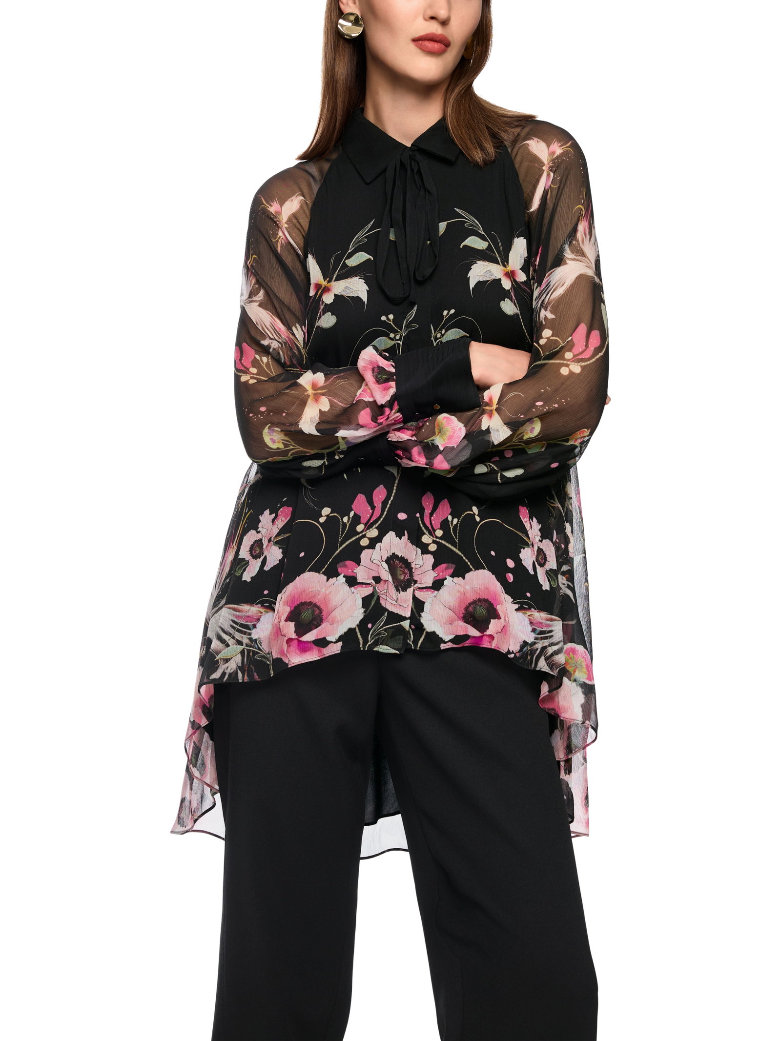 Lange Bluse mit Blumenmuster #7