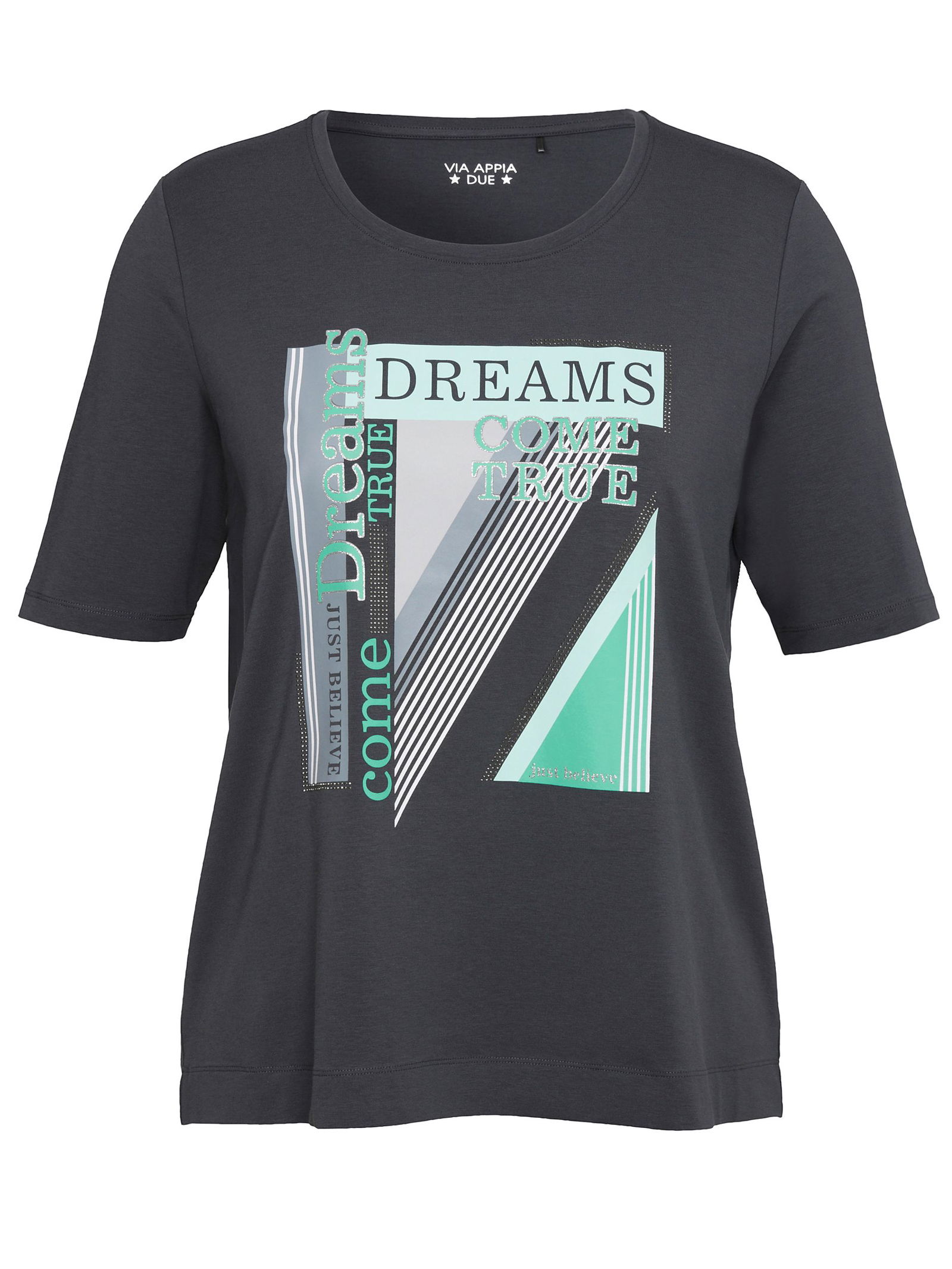 VIA APPIA DUE |  T-Shirt Rundhals 1/2 Arm Motiv | 46 | dunkelgrau multicol