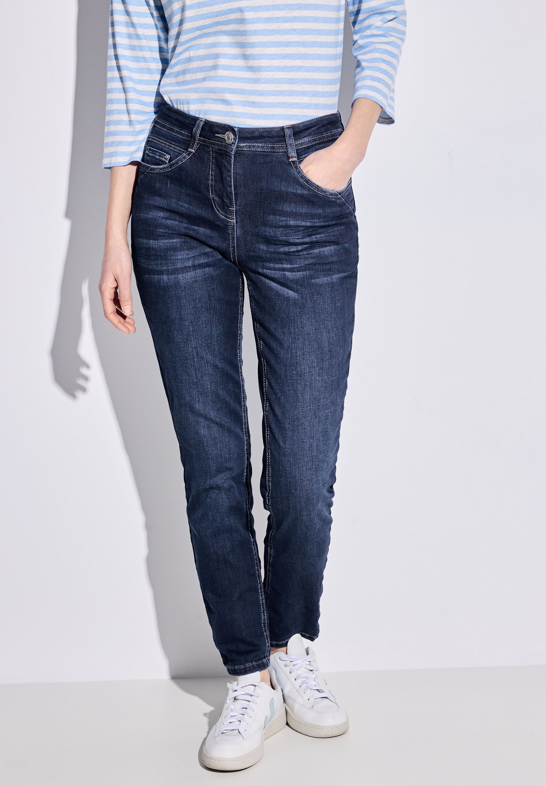 CECIL |  CECIL Straight Leg Jeans  | 28/28 | mid blue used wash