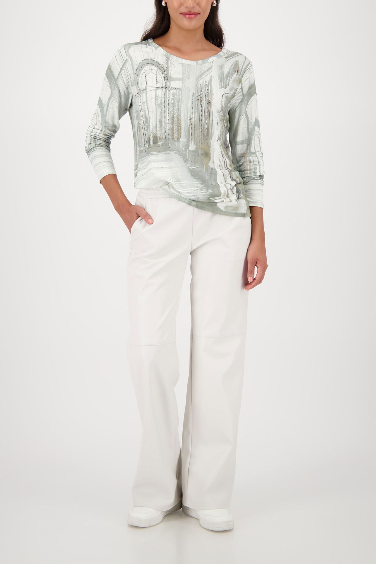 Monari |  Pullover, sage gemustert | 36