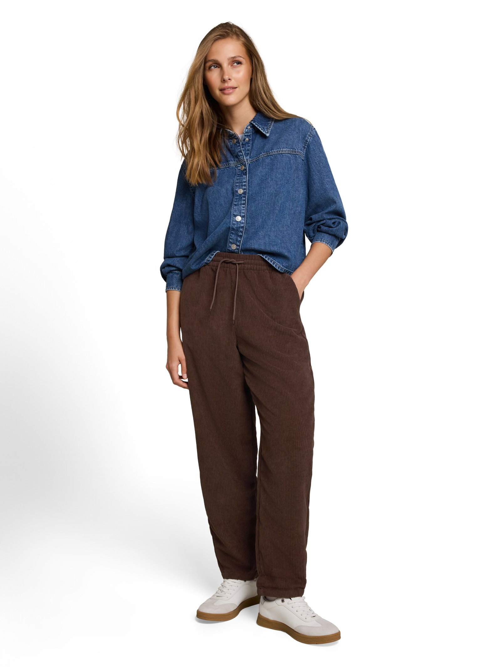 barrel corduroy pants, cool dark brown #5