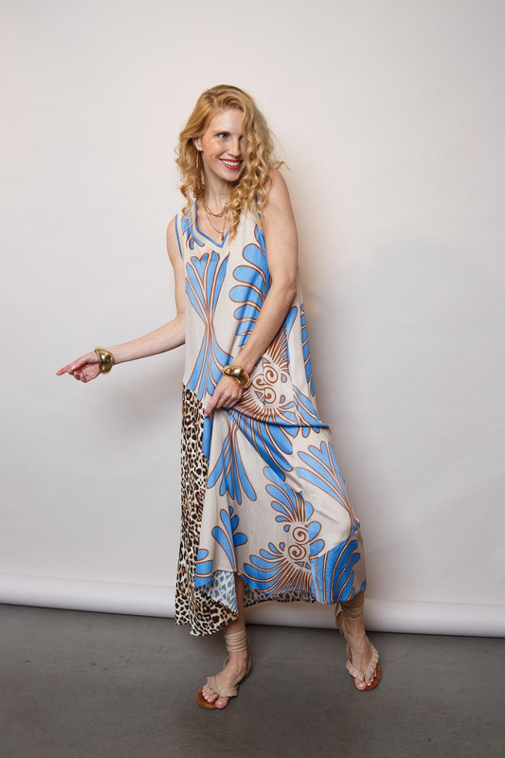 Emily van den Bergh |  Emily van den Bergh Sommerkleid  | 34 | blau/khaki
