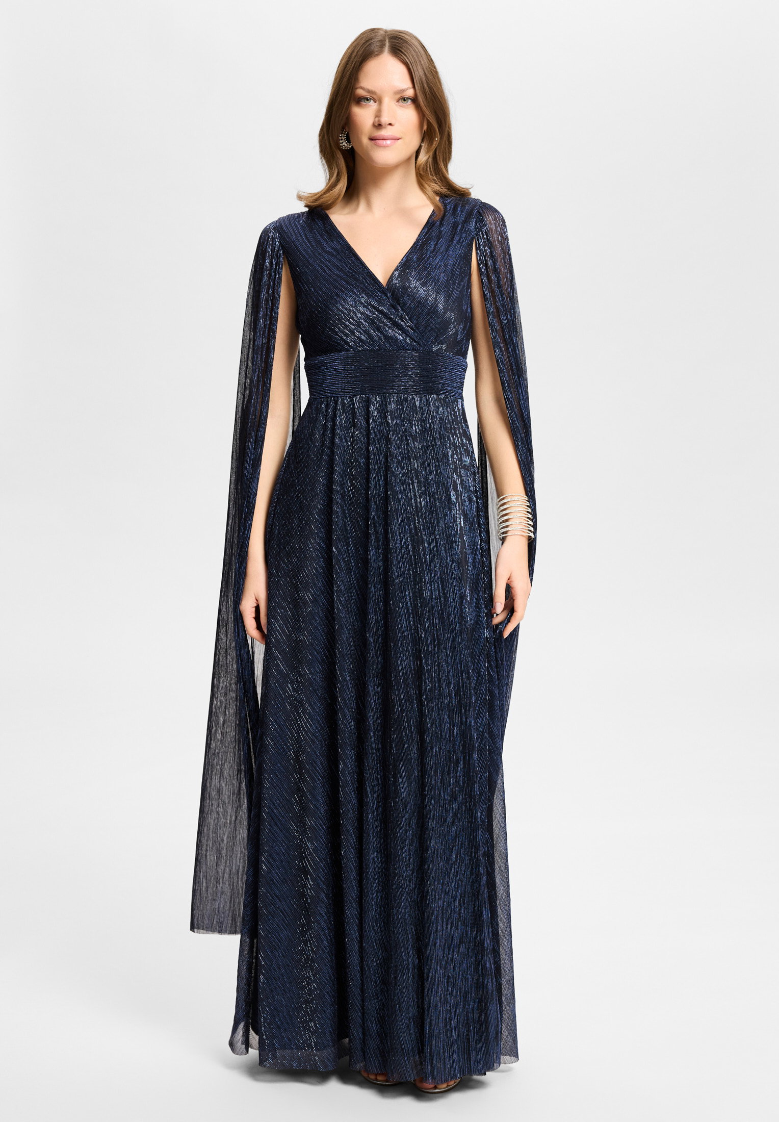 Abendkleid aus Plissee Jersey mit C, navy #3
