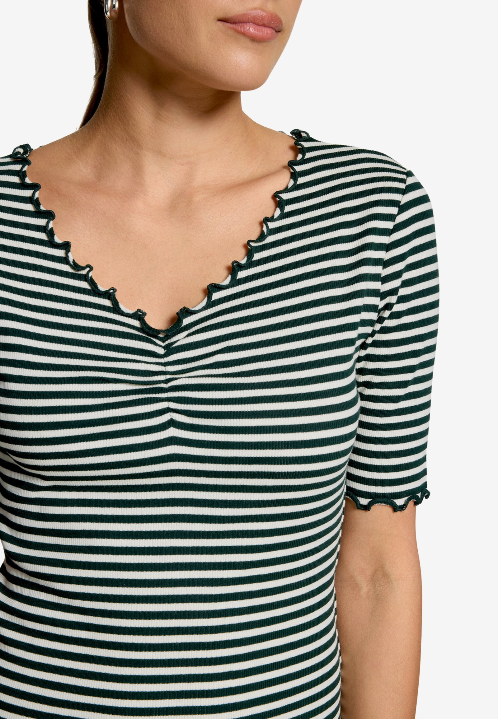 Shirt Kurz 1/2 Arm, Green/Cream #5