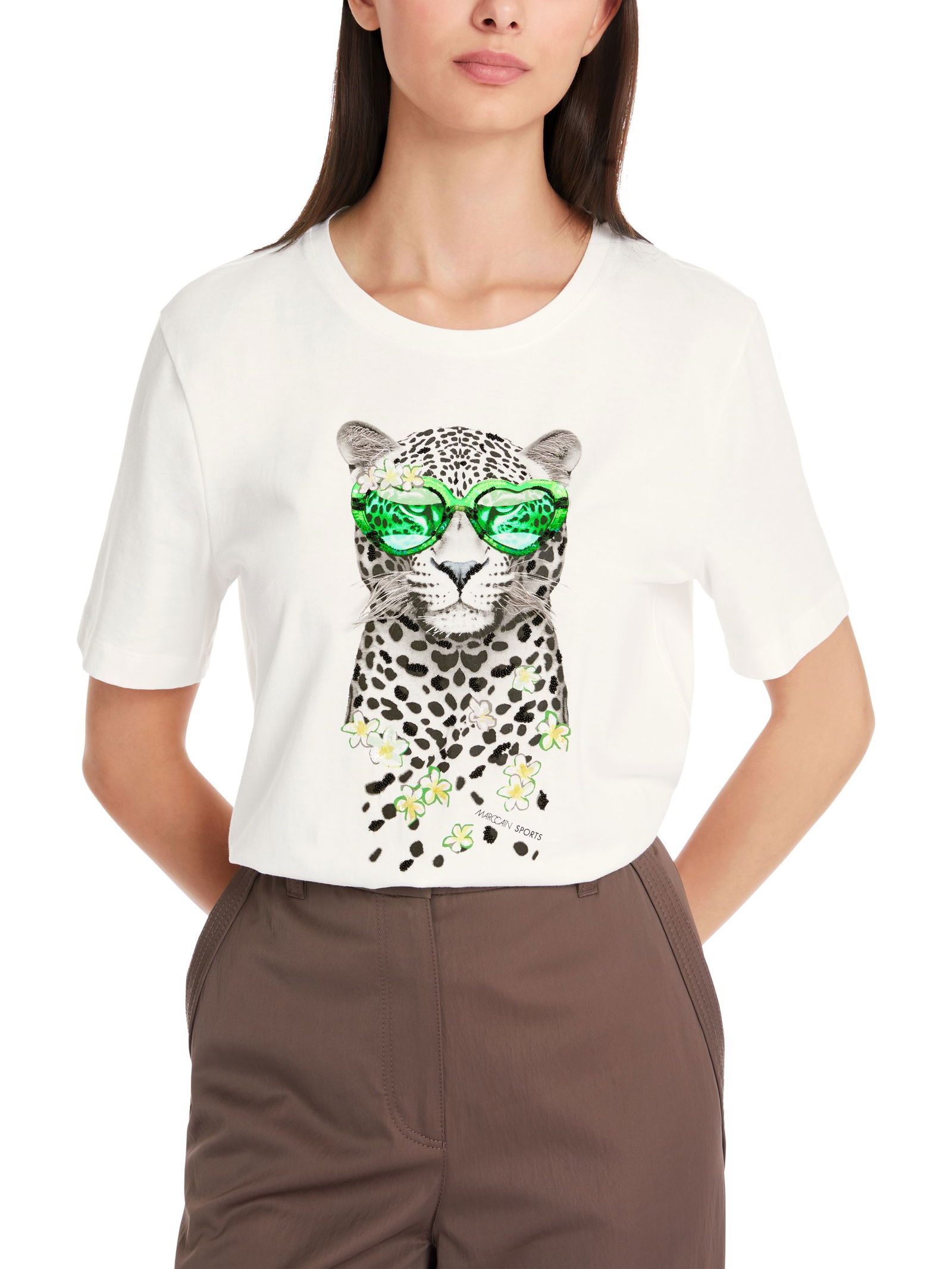 67cb6b397144a113b5b14a95a7bd7d0b Marc Cain Sports |  T-Shirt aus reiner Baumwolle | 44 | off-white