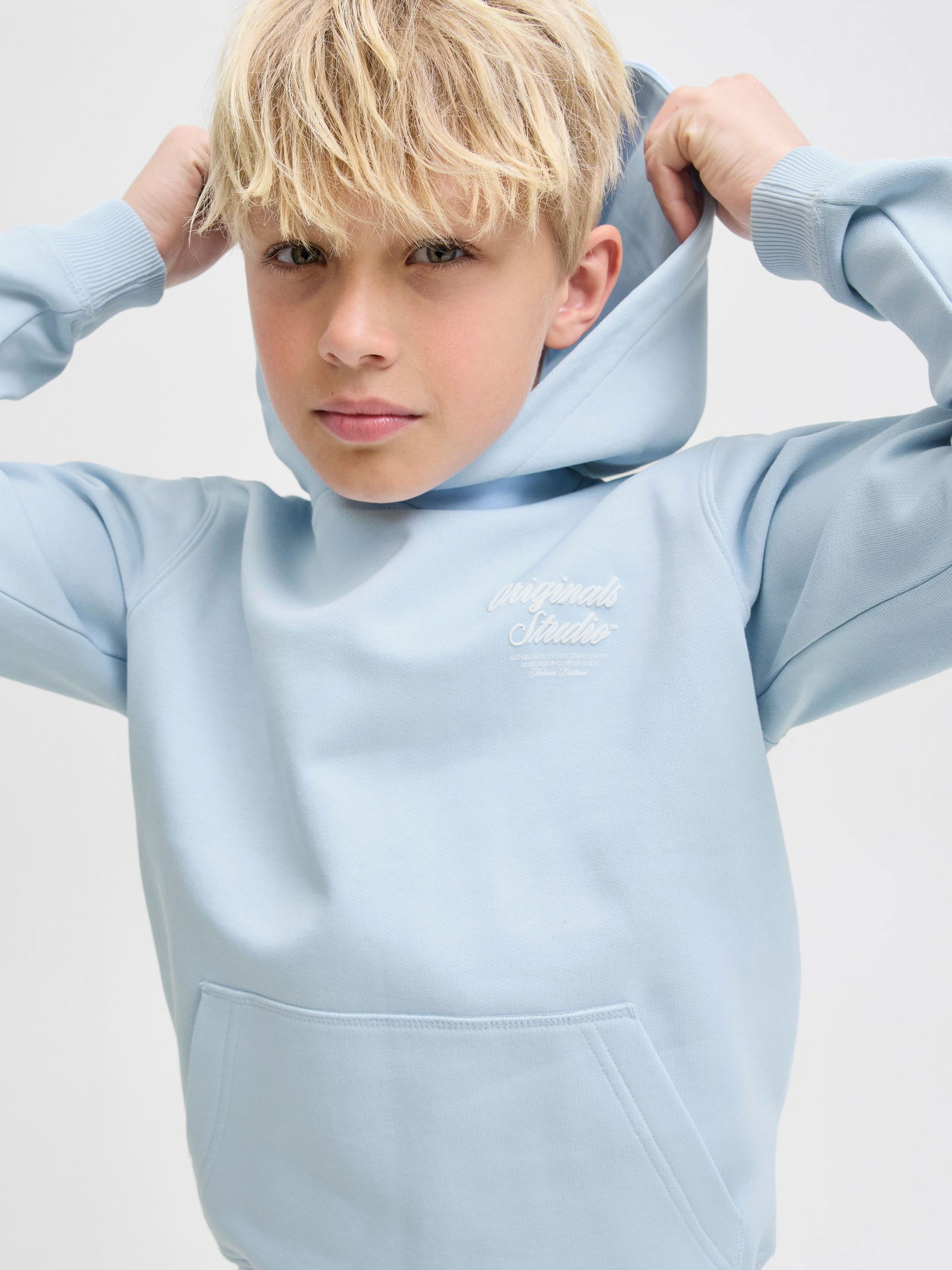 Jack&Jones |  JORNORREBRO TYPO BACK SWEAT HOOD SN JNR | 176 | skyway