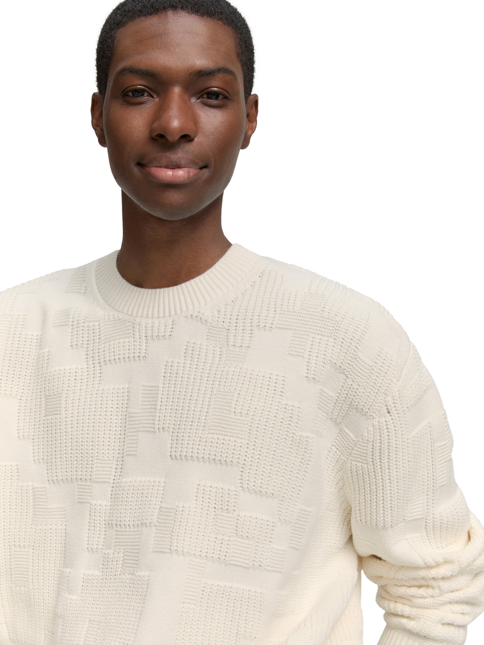 pixelated structure crewneck k, Gardenia White #5