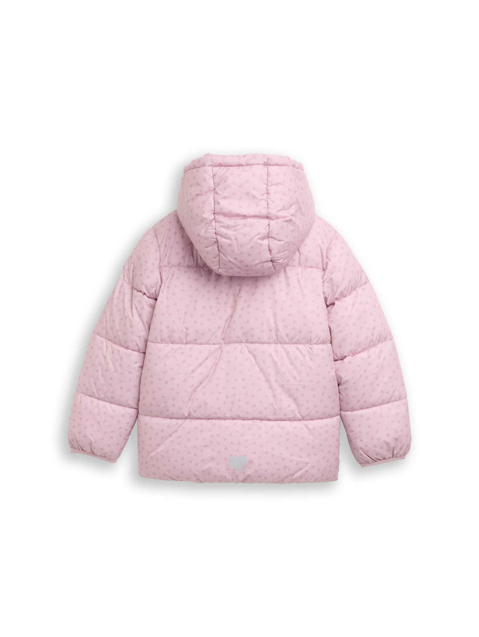 all over printed puffer jacket, lilac heart print #2