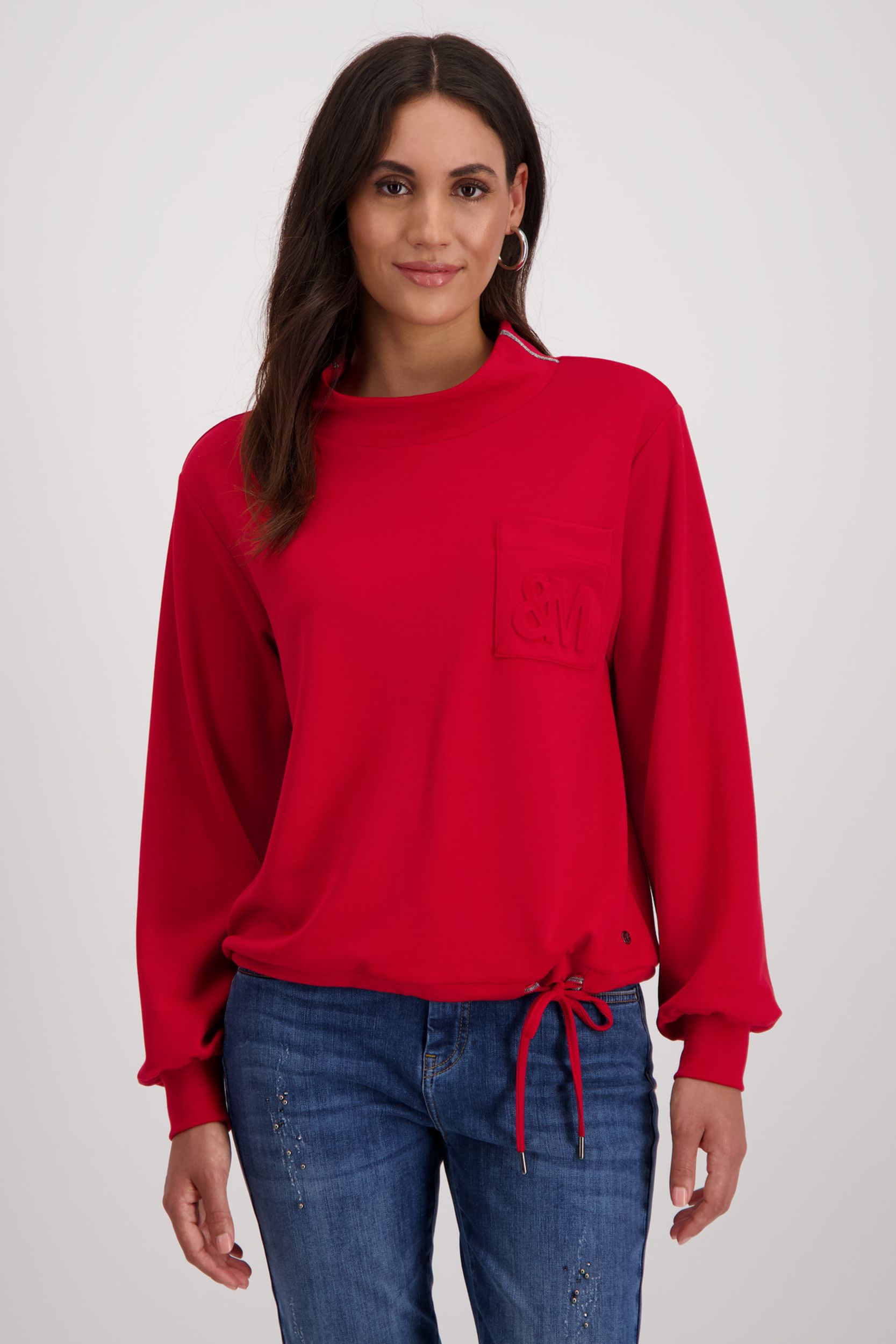 Monari |  Sweatshirt, dark purple | 36 | red lipstick