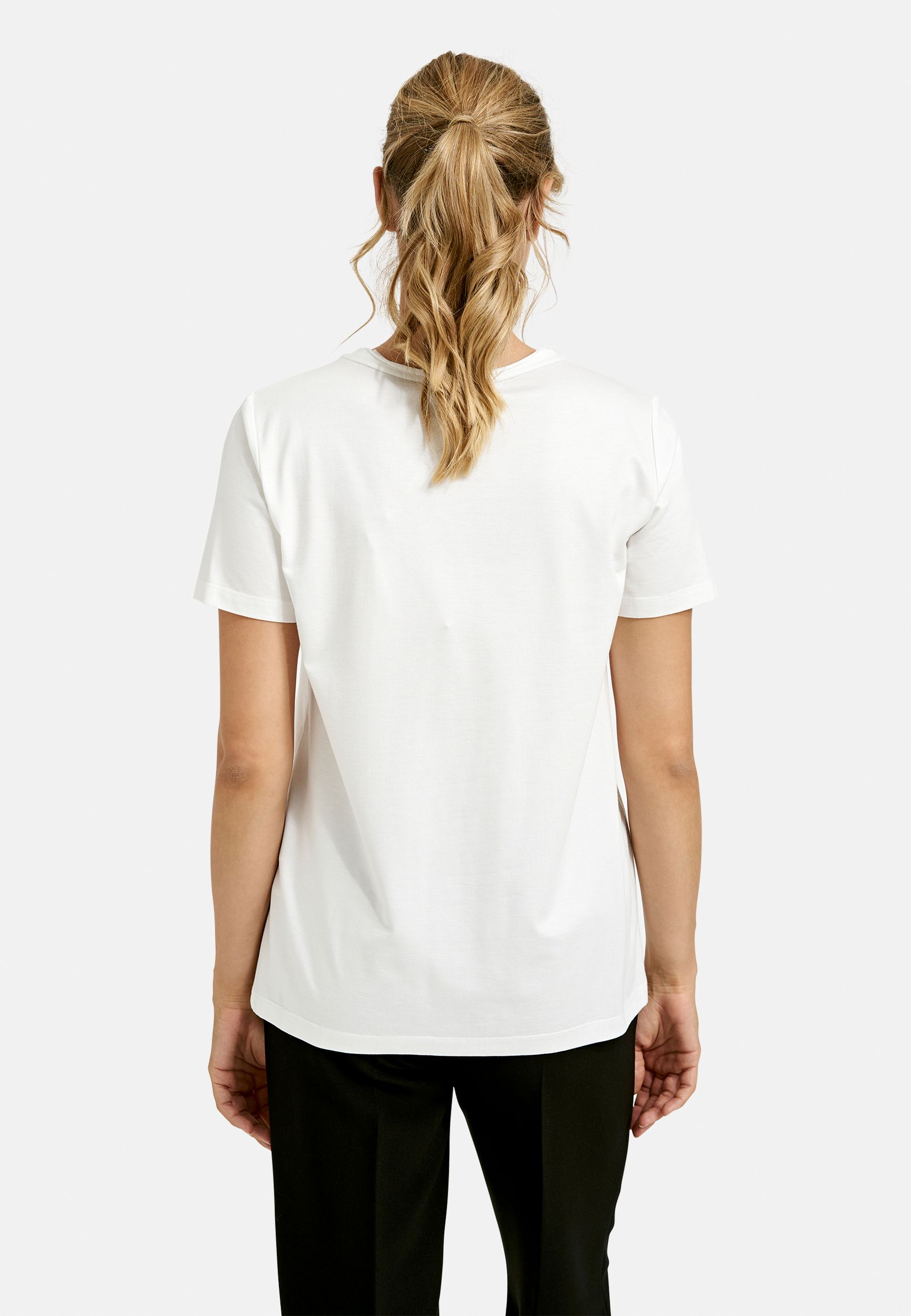 Milano |  T-Shirt w roundneck, 1/4 sleeves | M | offwhite