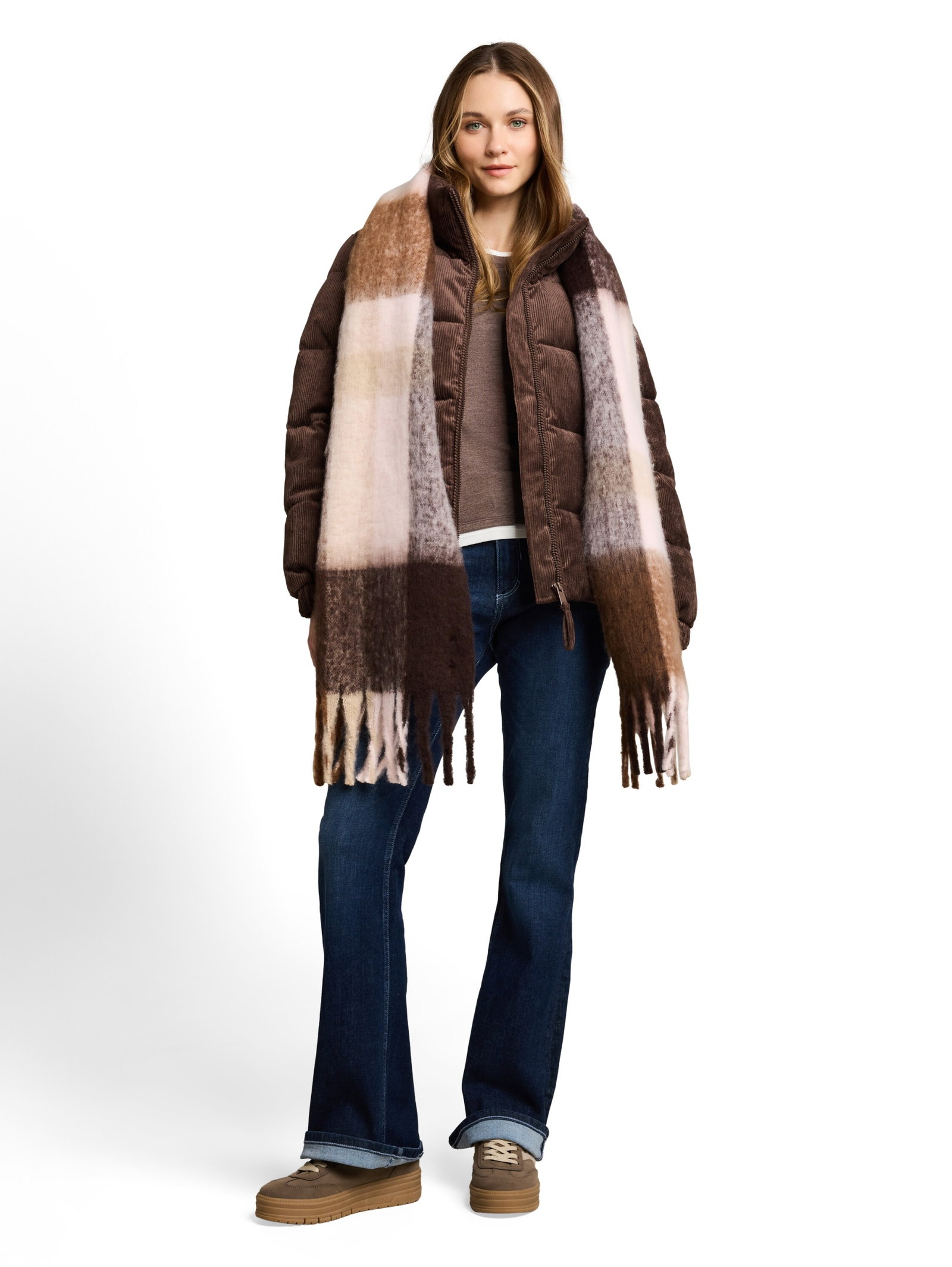 corduroy puffer jacket, cool dark brown #3
