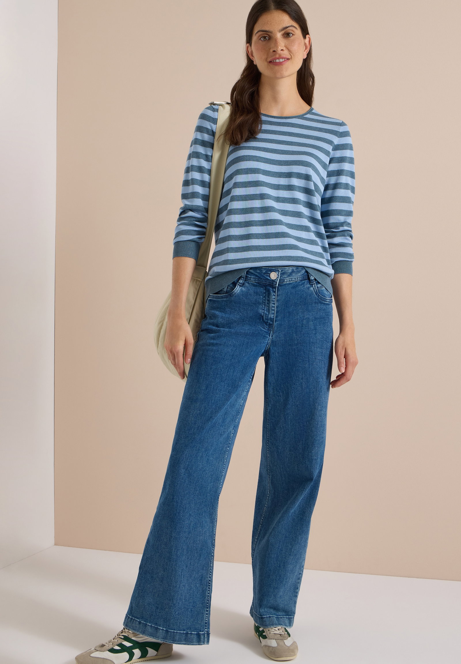 TOS_Striped Roundneck, easy blue #5