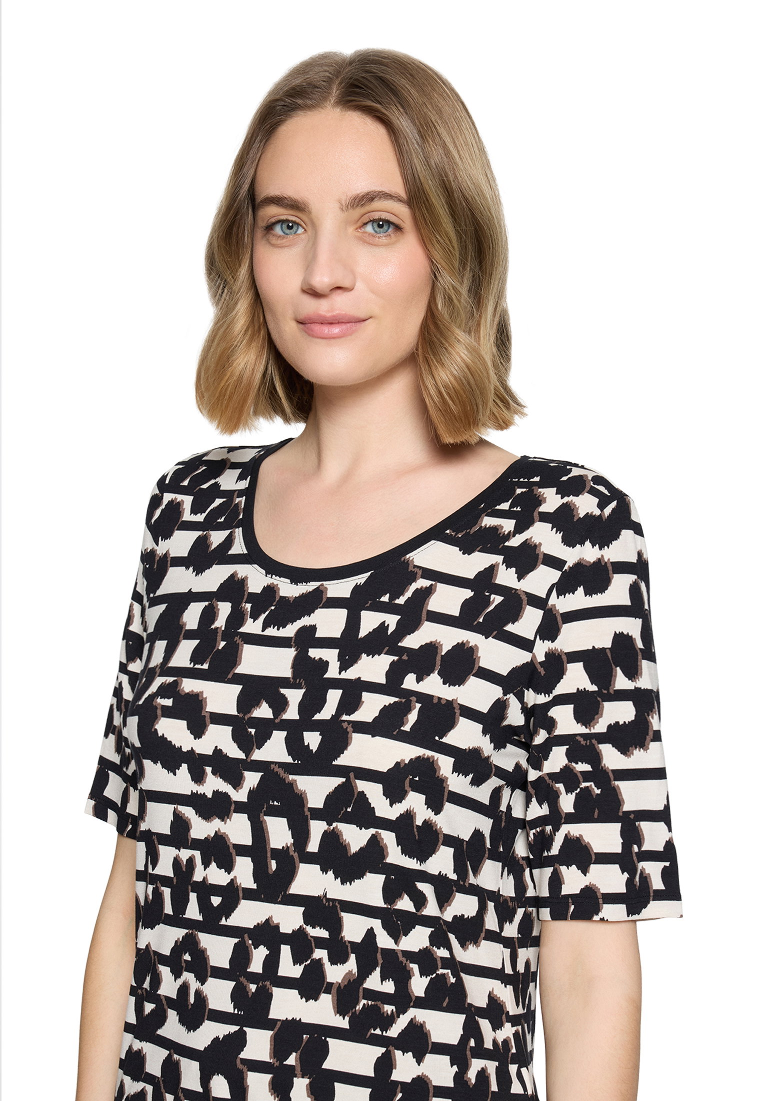 Shirt Kurz 1/2 Arm, Beige/Black #6