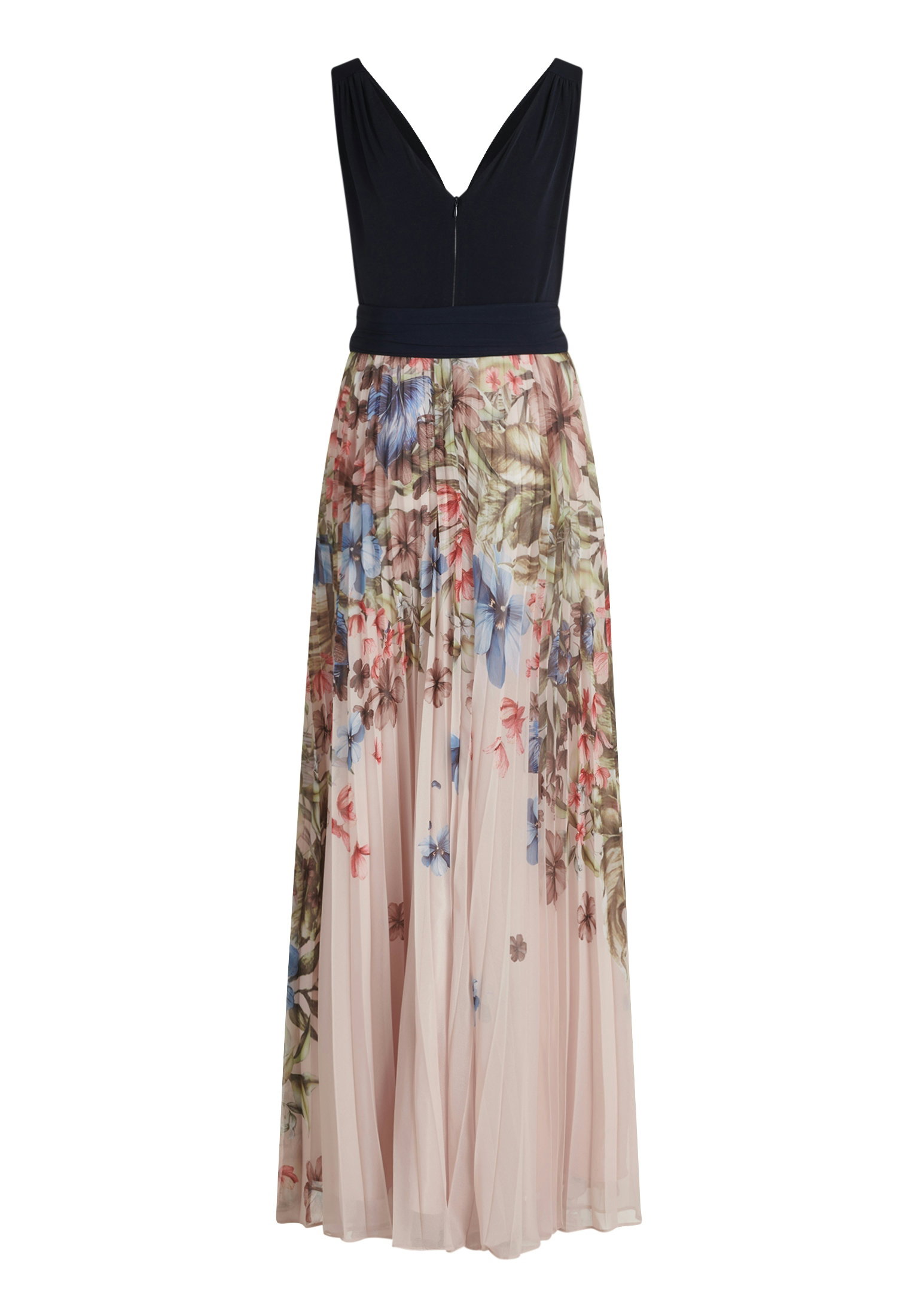 Kleid Lang ohne Arm, Patch Dark Blue/Cream #2