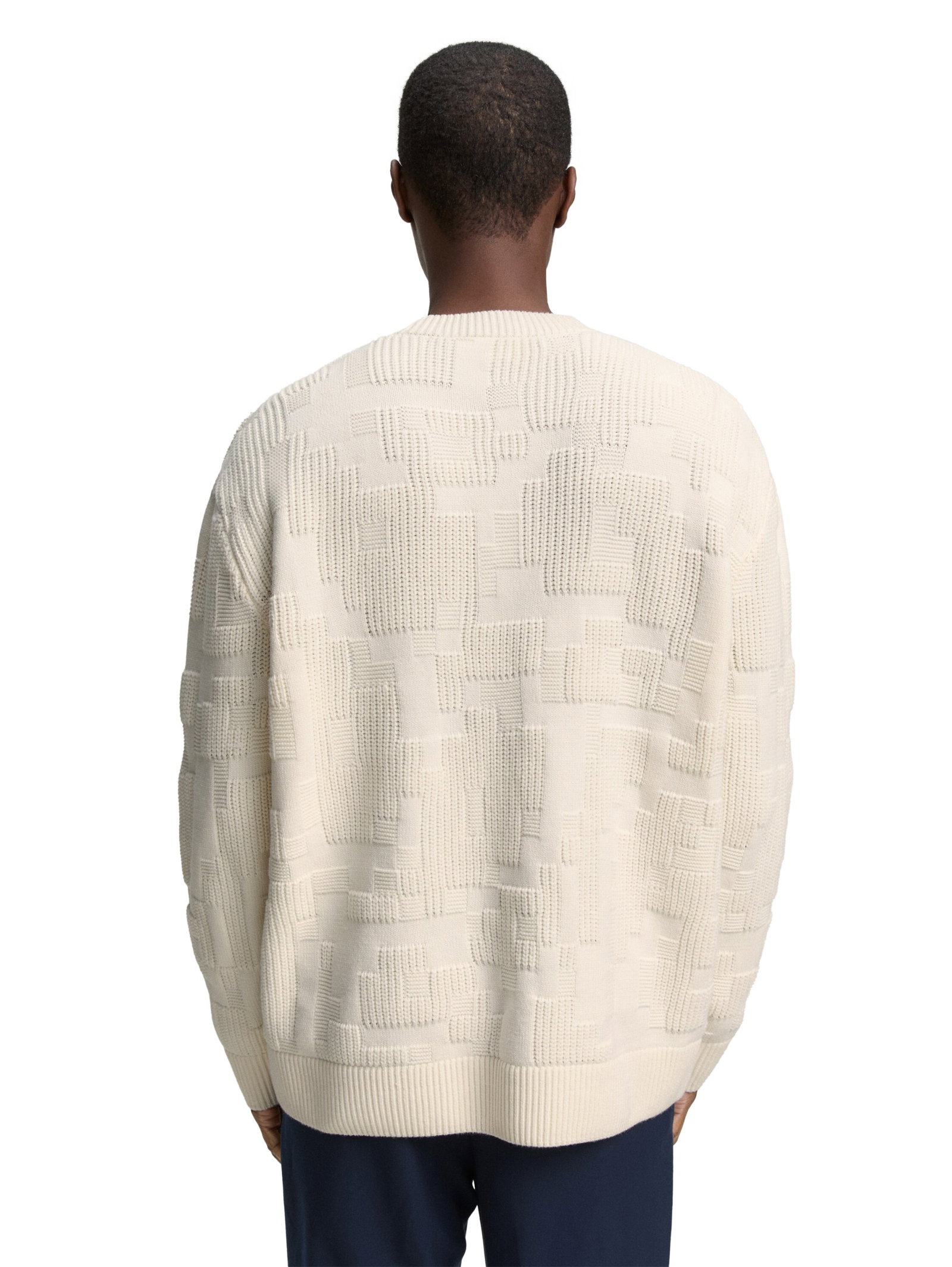 pixelated structure crewneck k, Gardenia White #4