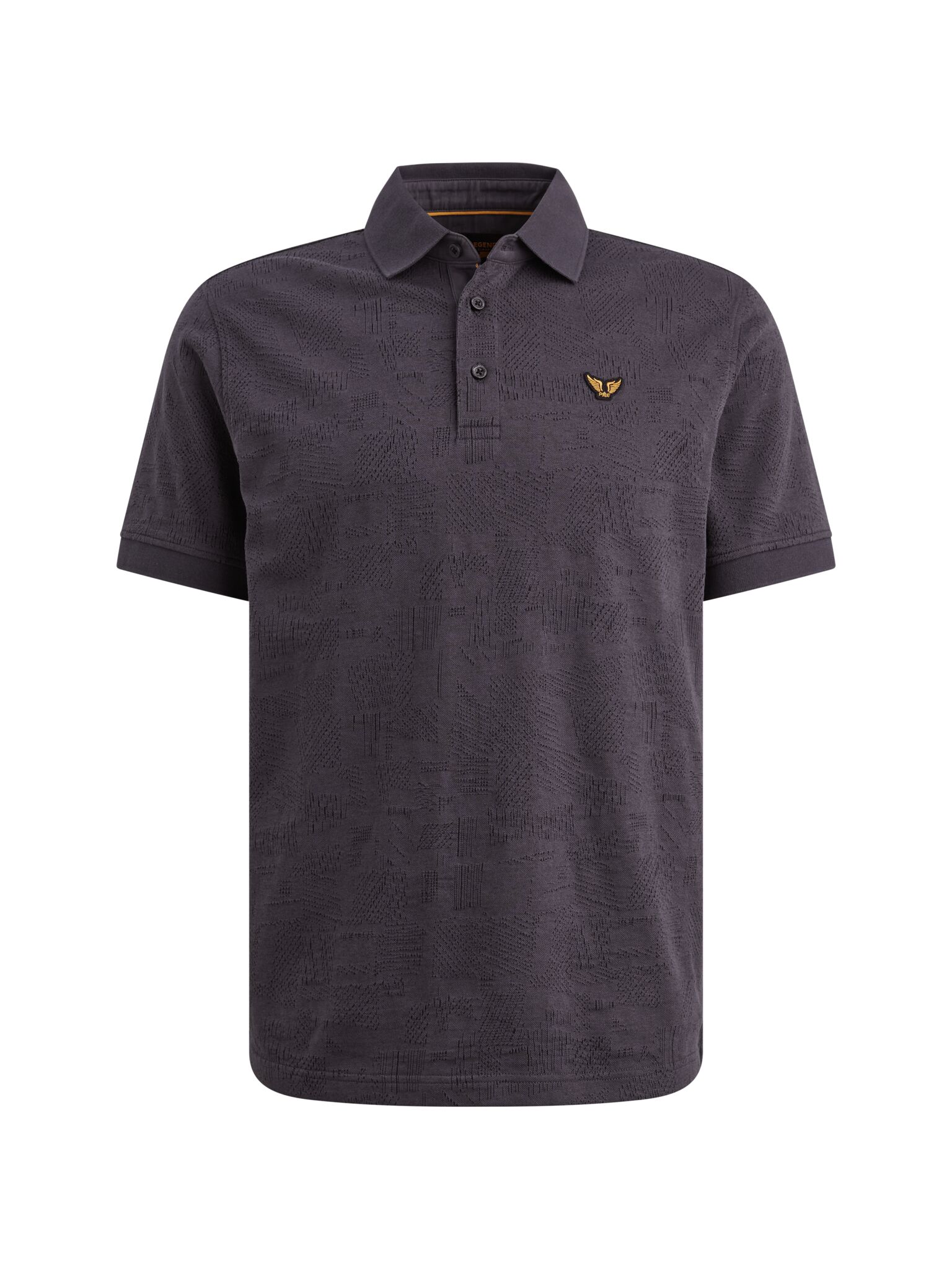Short sleeve polo jacquard jersey, Graphite #1