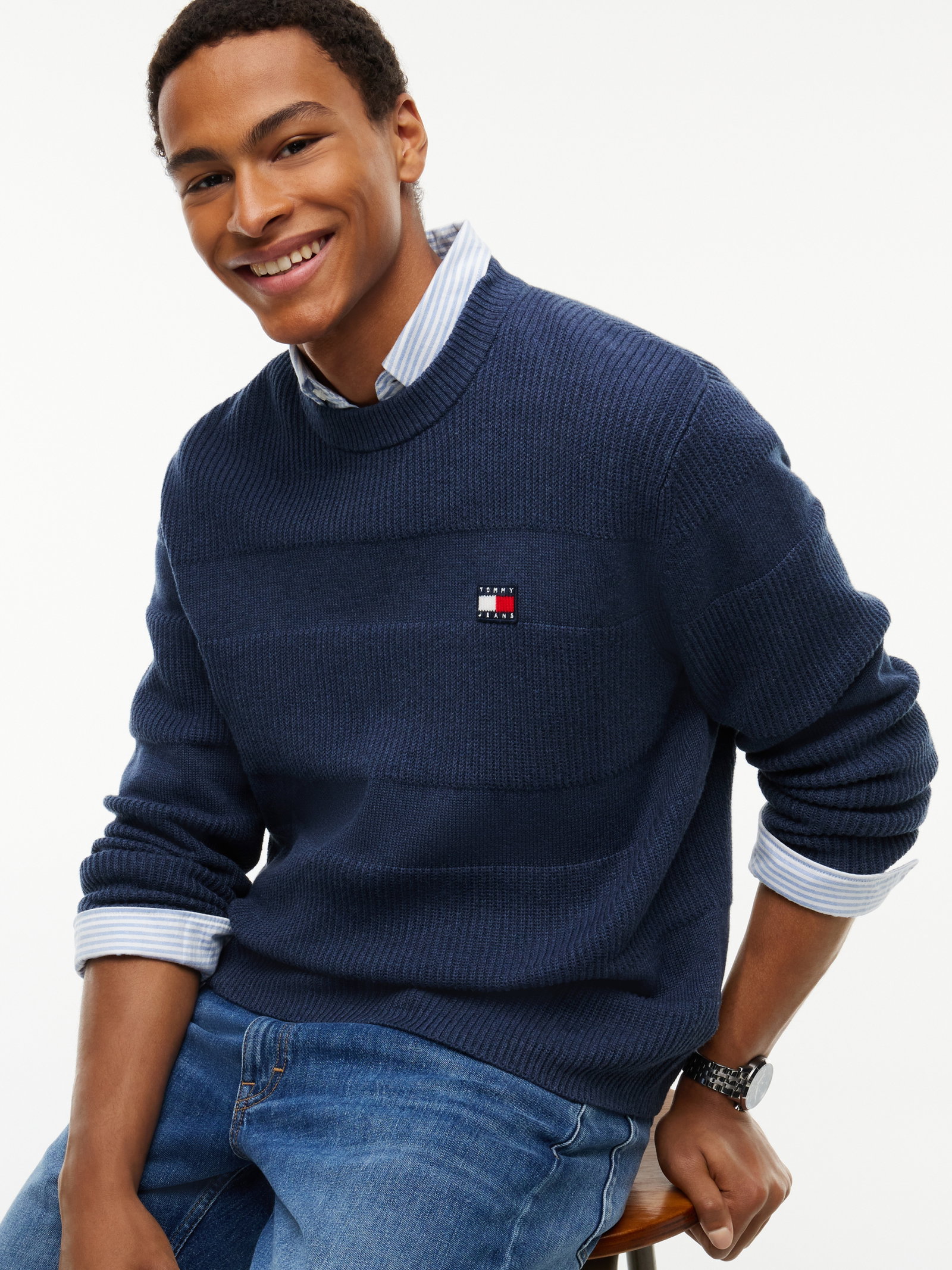 TJM REG TEXTURED SWEATER EXT, BLUE #3