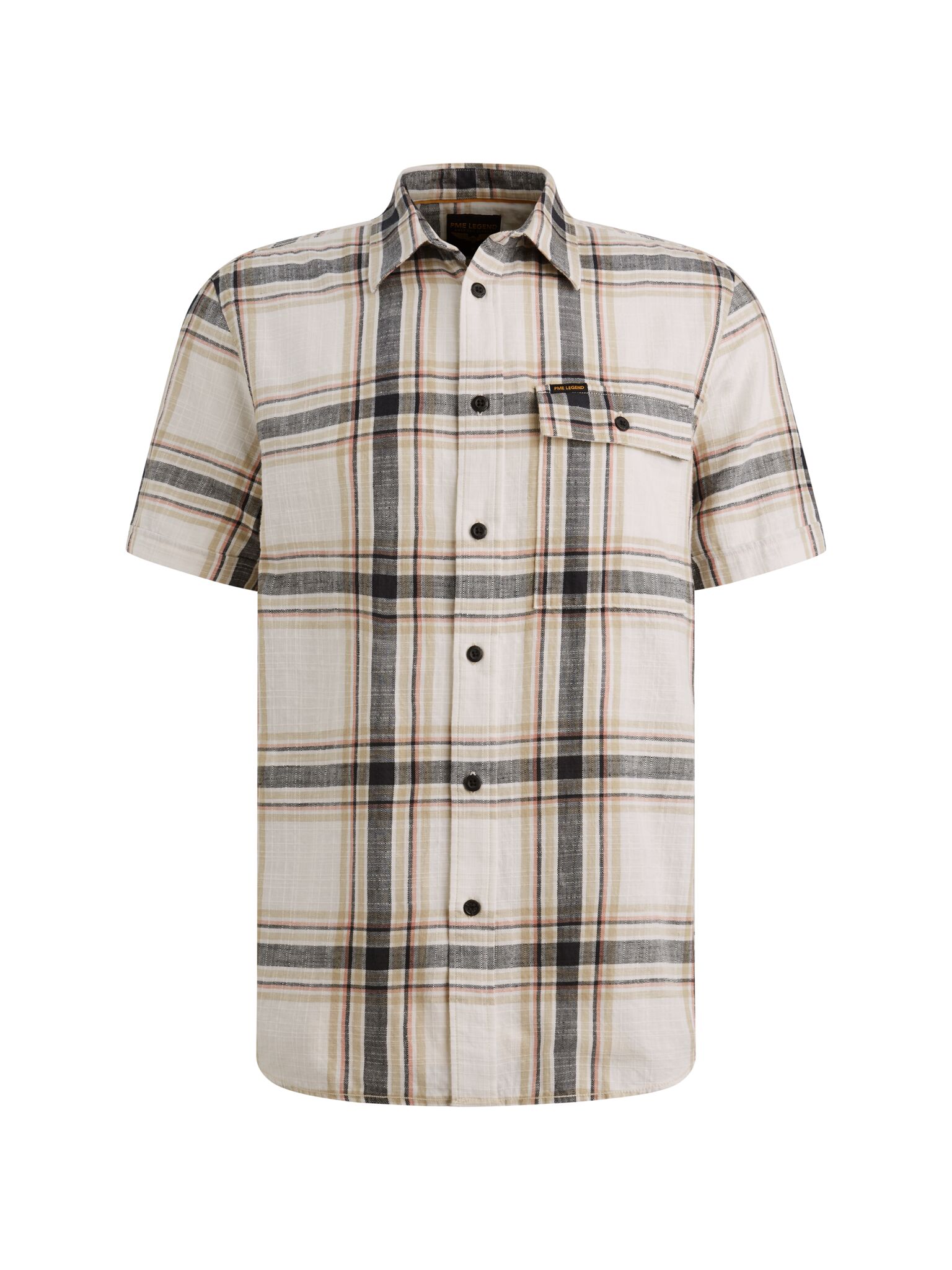 Short Sleeve Shirt Yarn Dyed Check, Bone White #1
