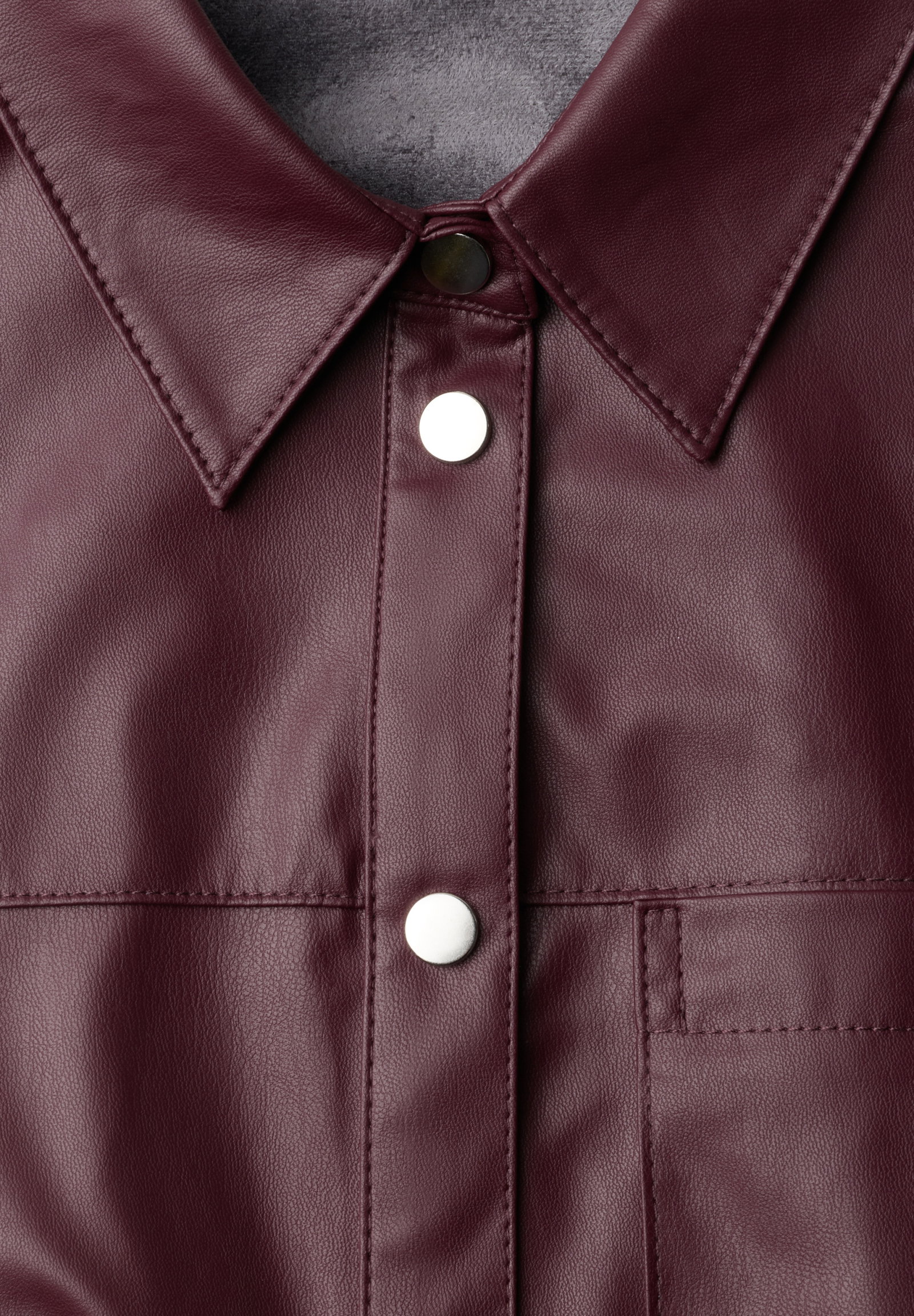 PU shirtcollar blouse w pocket, rustic rouge #2