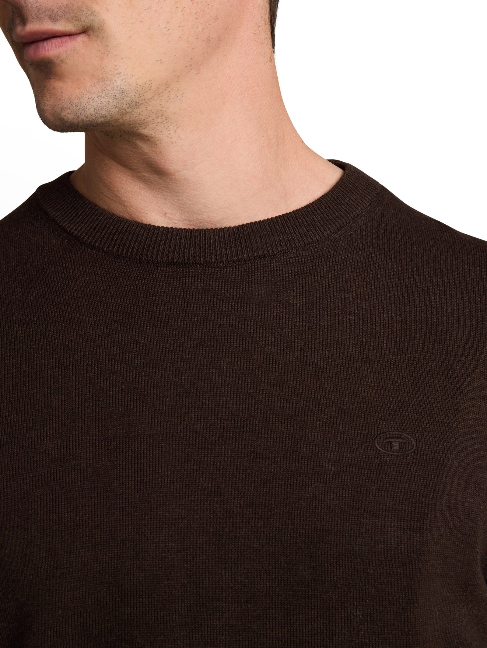 basic crewneck knit, dark chocolate brown melange #6