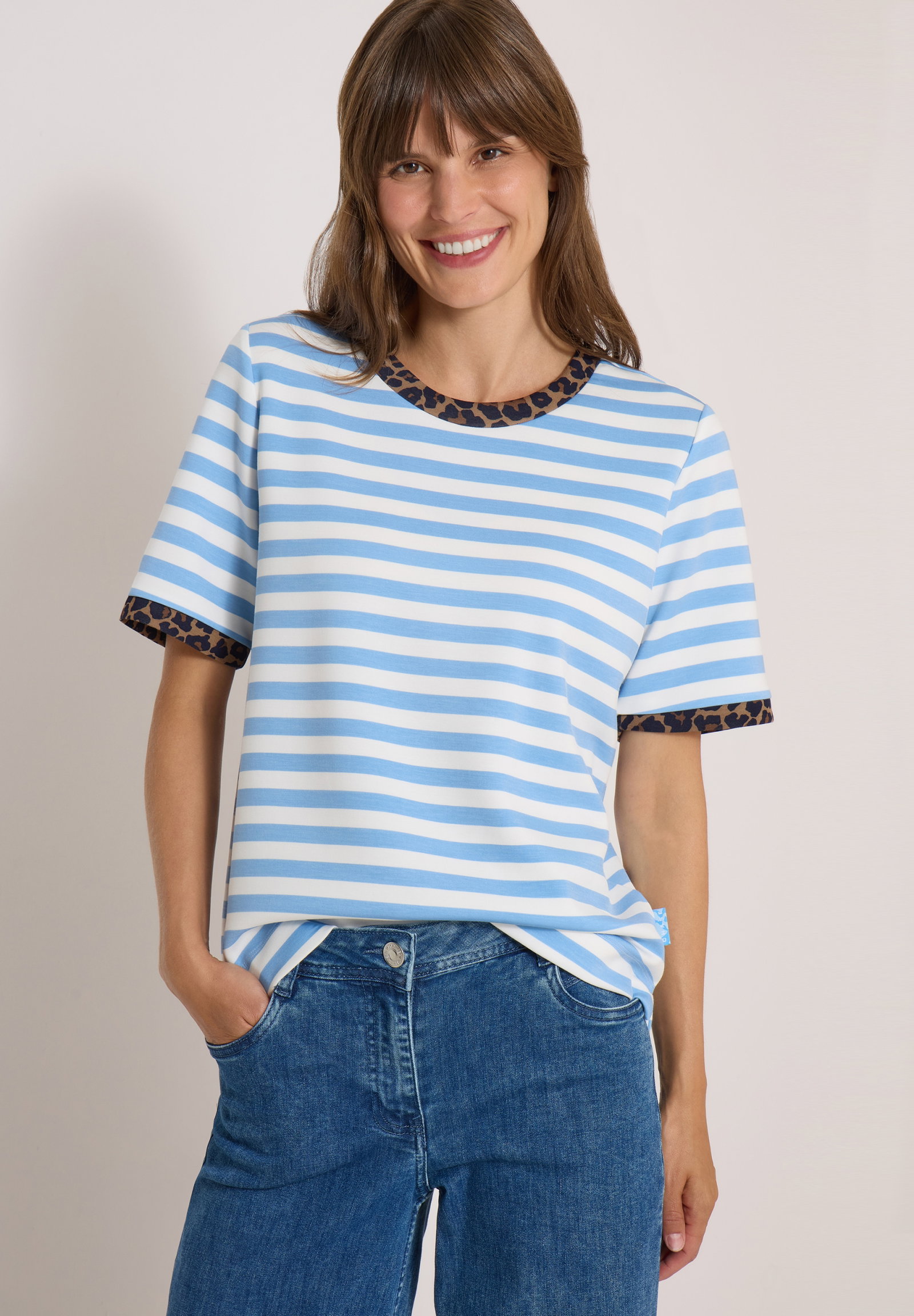 TOS Striped Soft Modal Shirt, easy blue #6
