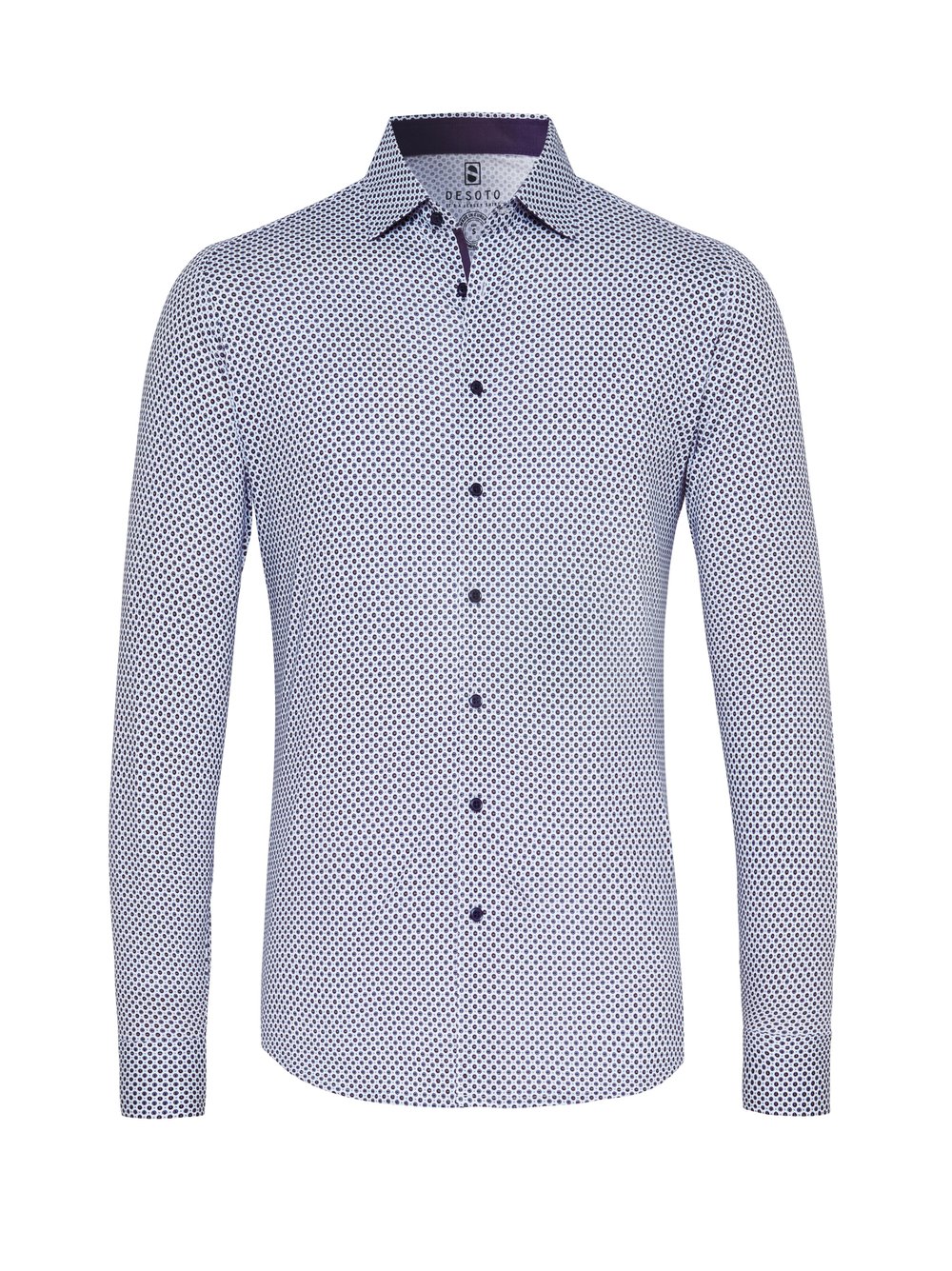 white with red and blue dots