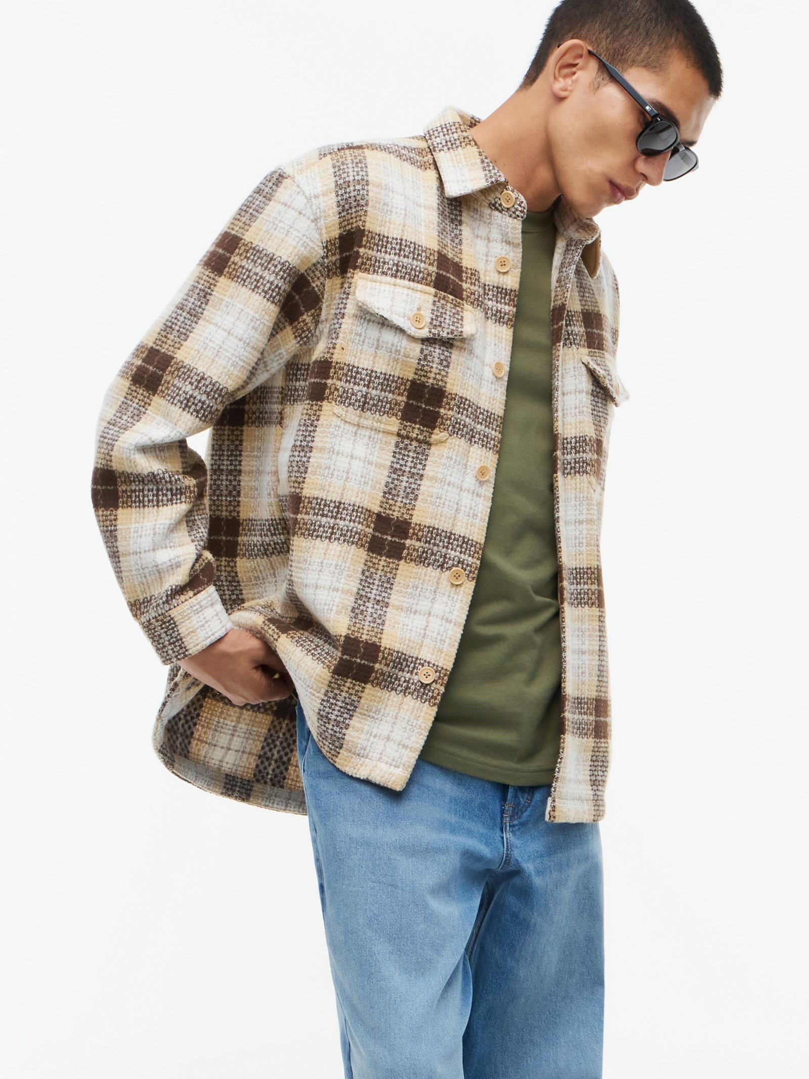 TJM CHECK OVERSHIRT EXT, BEIGE #6