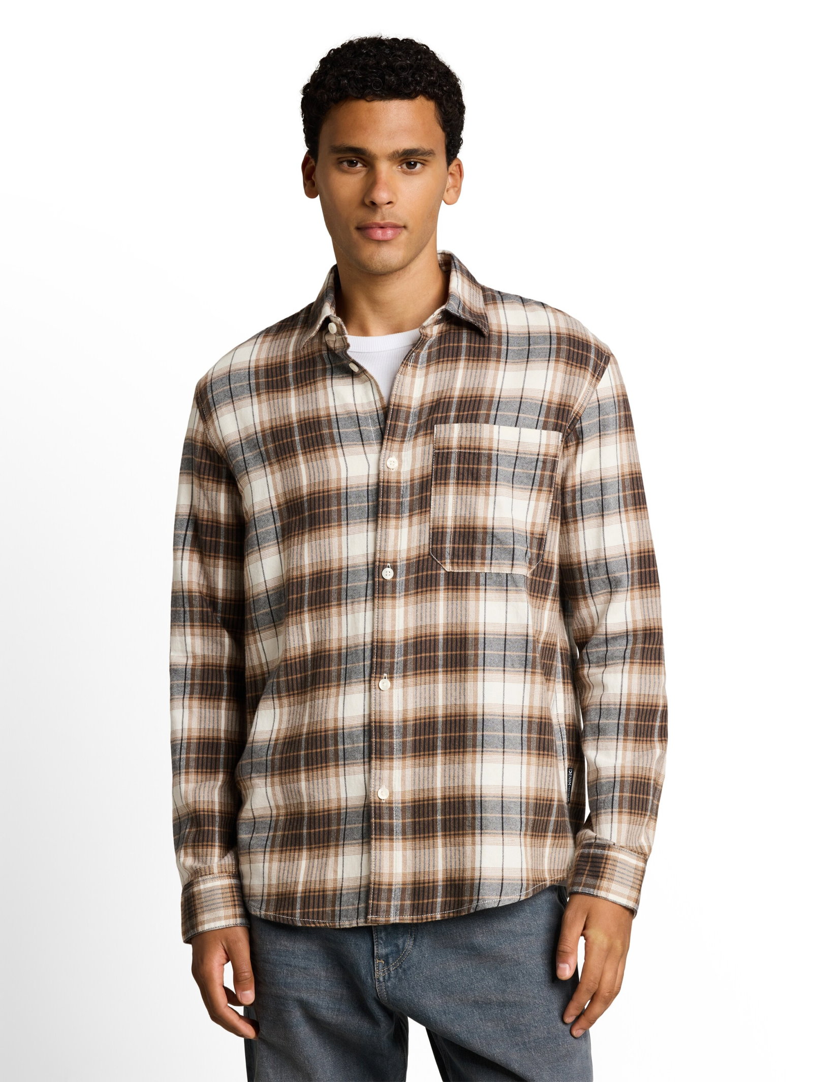 relaxed checked shirt, off white brown check #5