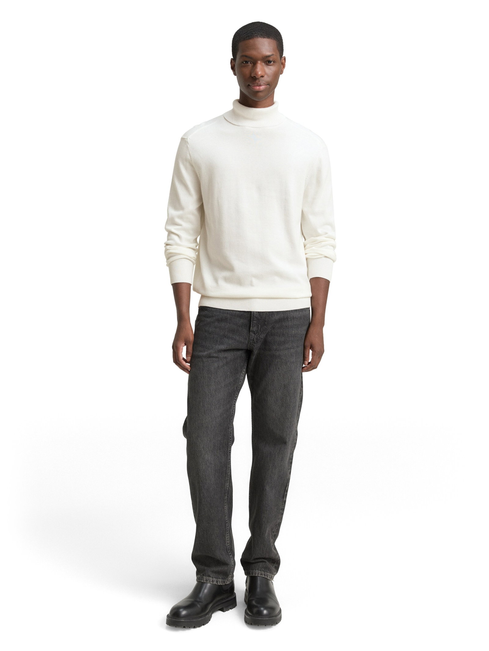 basic turtleneck knit, Wool White #3