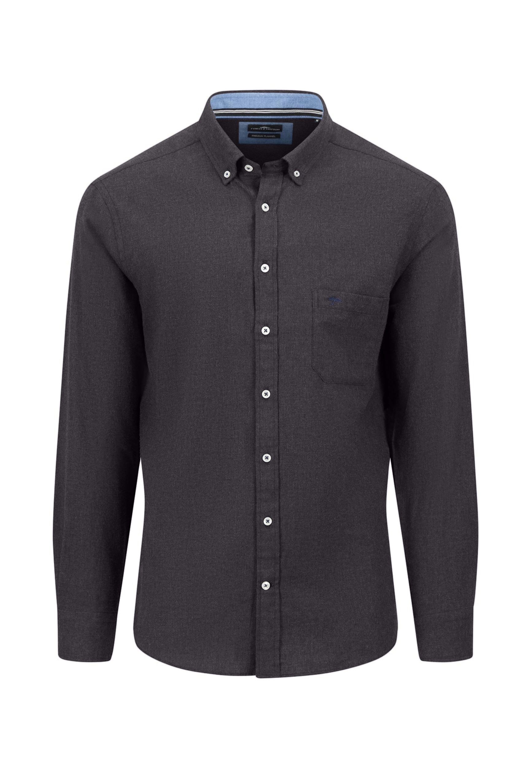 Fynch Hatton |  Fynch Hatton Hemd Regular Fit  | XXL | charcoal