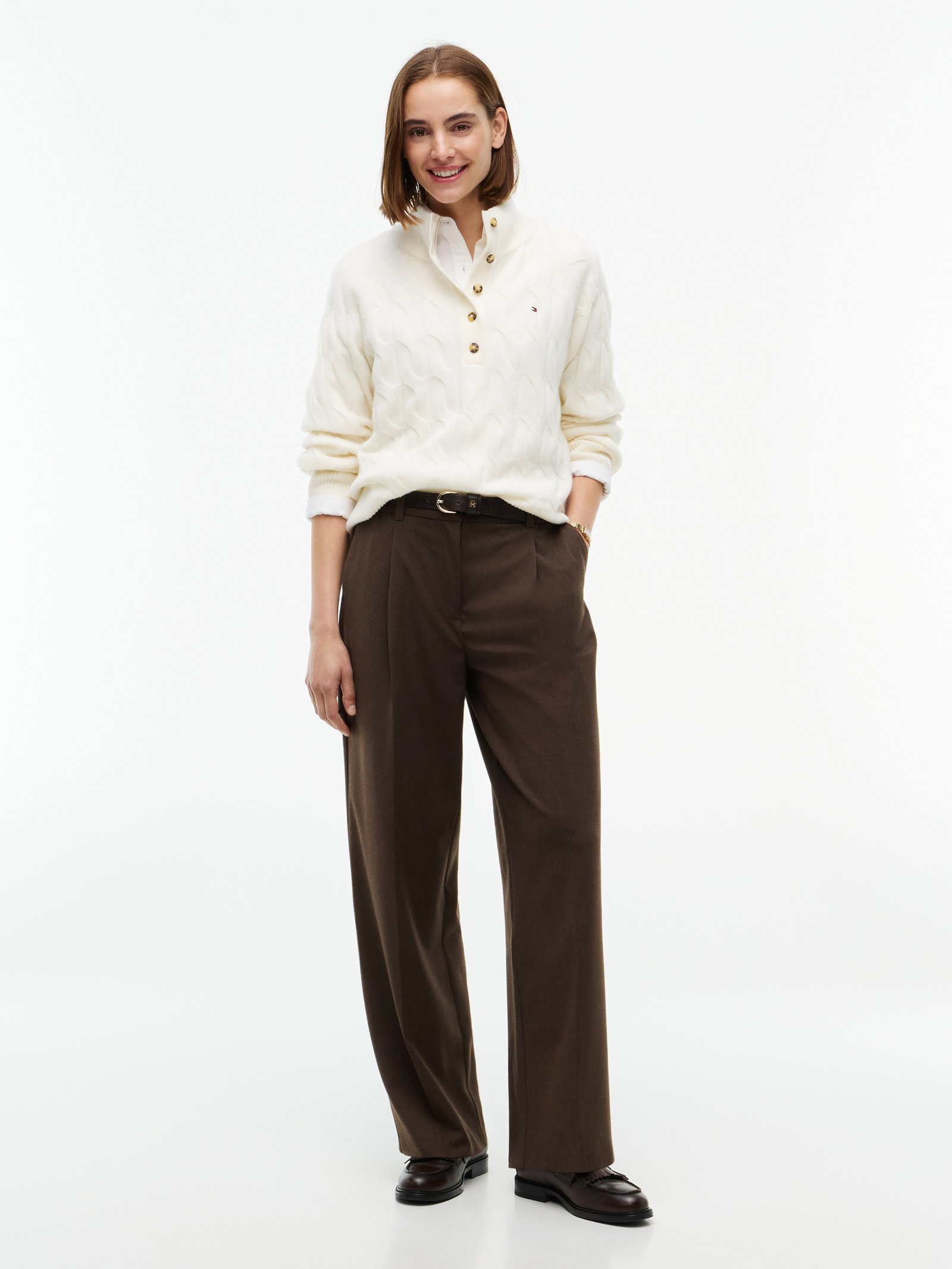 SOFT WOOL CABLE MK-NK HENLEY, YELLOW #5