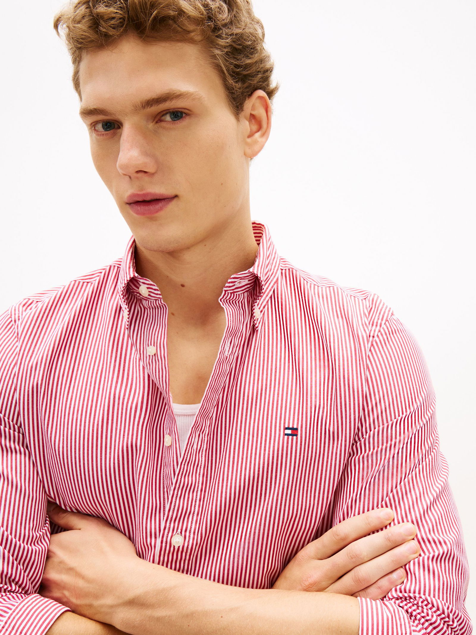 Tommy Hilfiger |  Tommy Hilfiger Hemd Modern Fit  | XL | breton fierce red/ecru