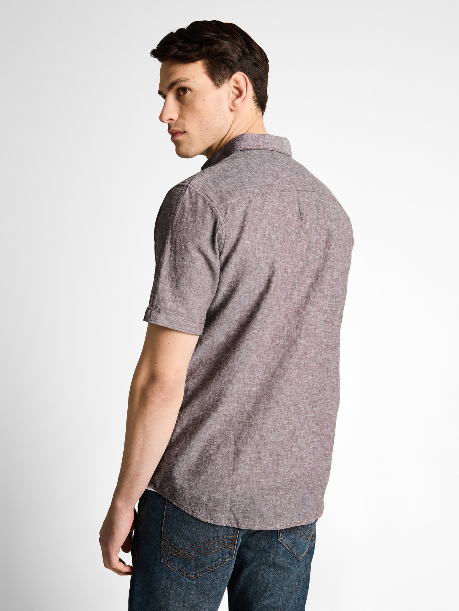 cotton linen shirt, rocky brown chambray #4