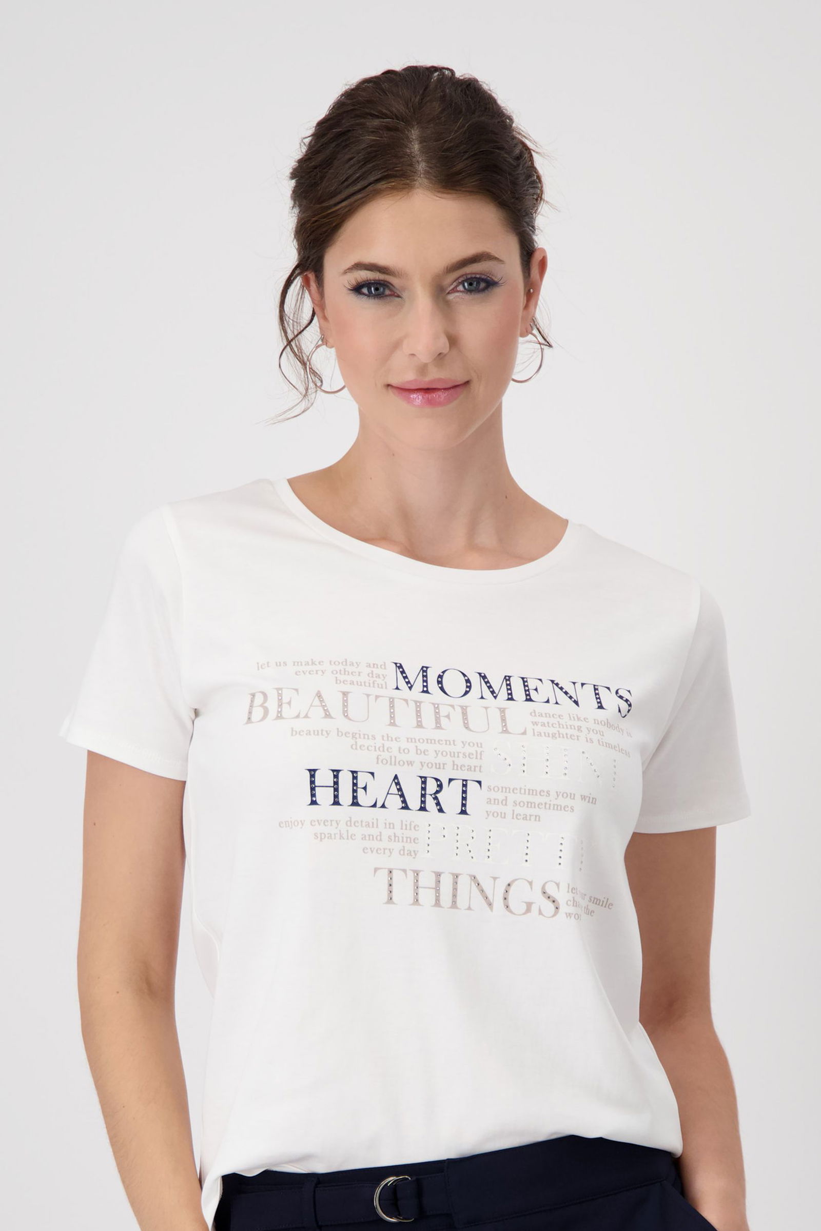 Monari |  T-Shirt, creamy beige | 40 | off-white