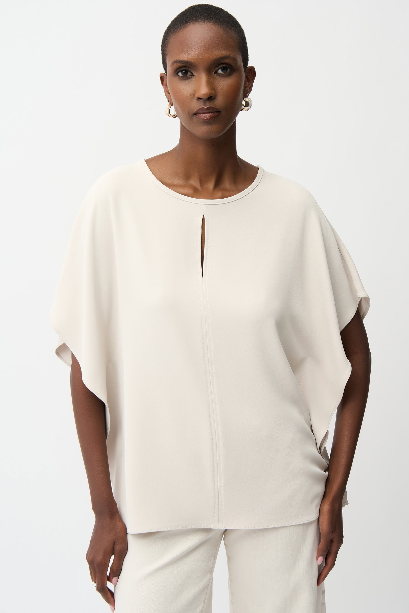 Joseph Ribkoff Shirt in Poncho-Optik aus gewebtem Twill mit Schlüssellochöffnung vorne #1