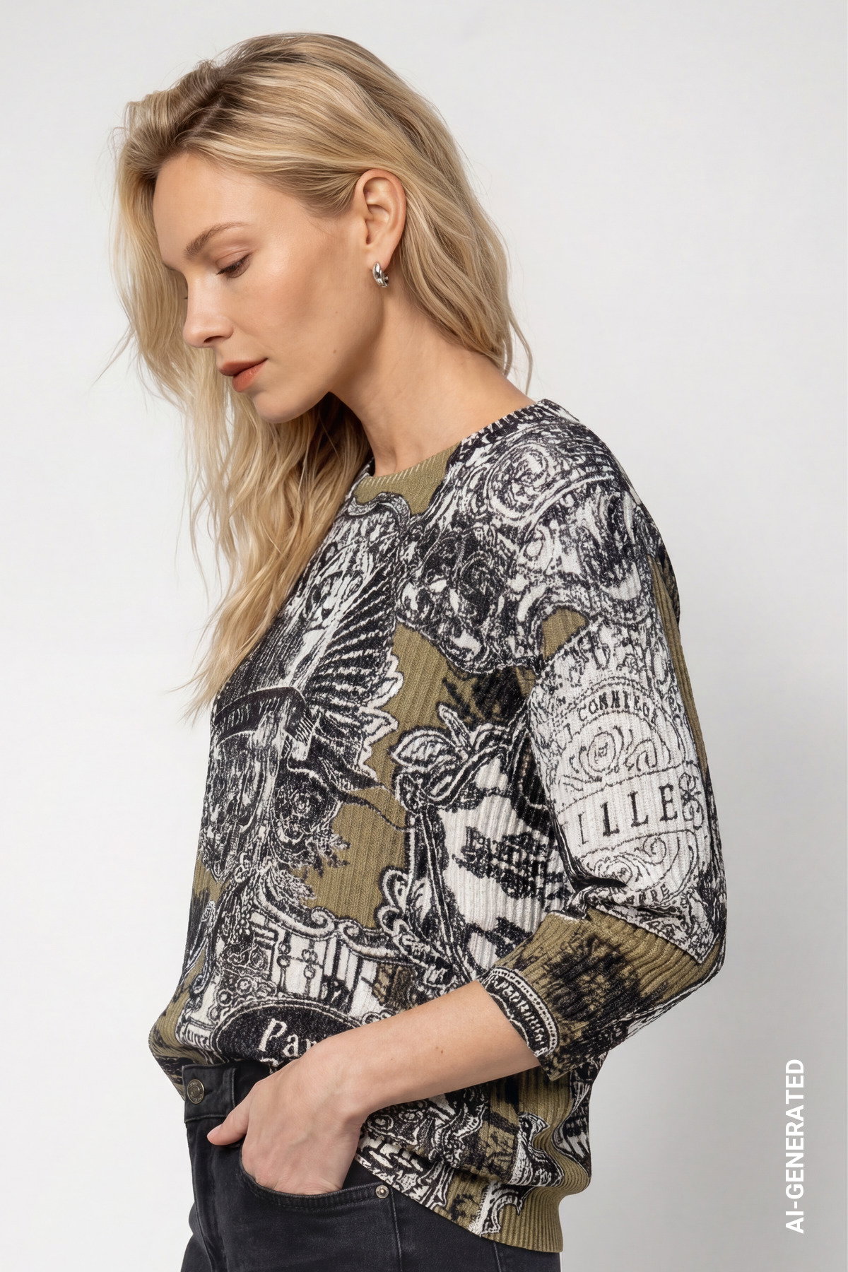 Pullover, schwarz gemustert #3