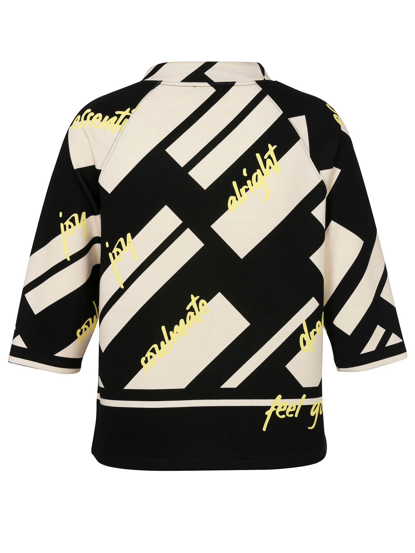 |  Sweatshirt Kelchkragen 3/4 Arm, schwarz multicolor | 46 | schwarz multicolor