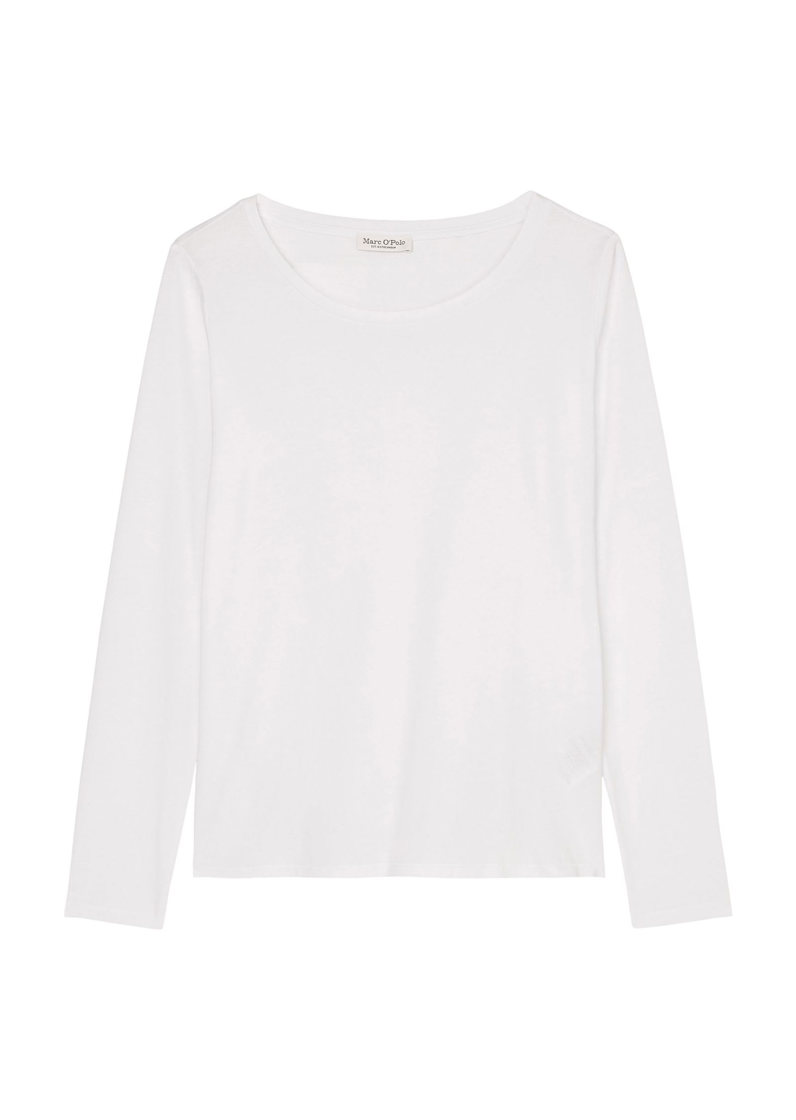 Langärmliges Damen Longsleeve Shirt mit Rundhals-Ausschnitt in white - weiß