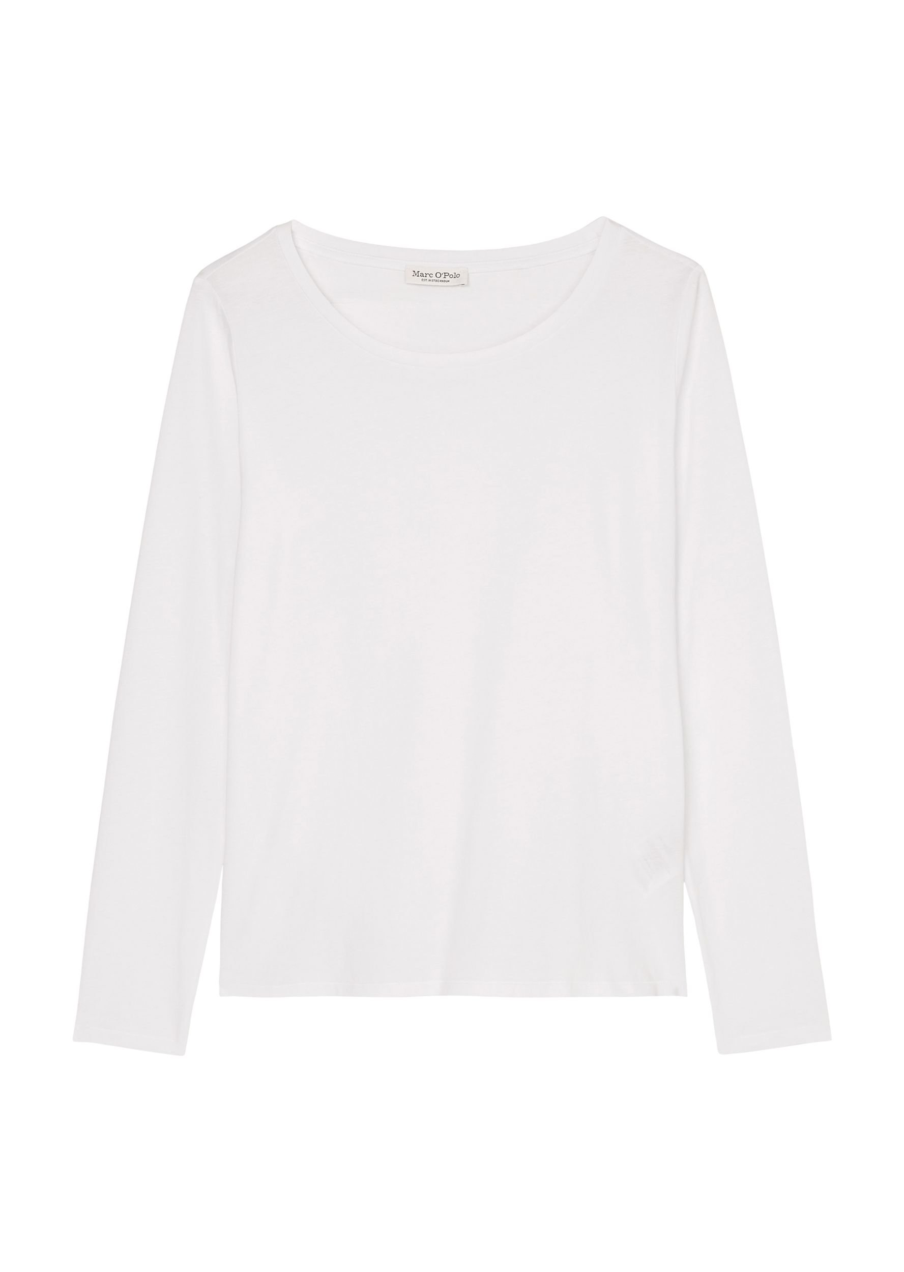 Langärmliges Damen Longsleeve Shirt mit Rundhals-Ausschnitt in white - weiß