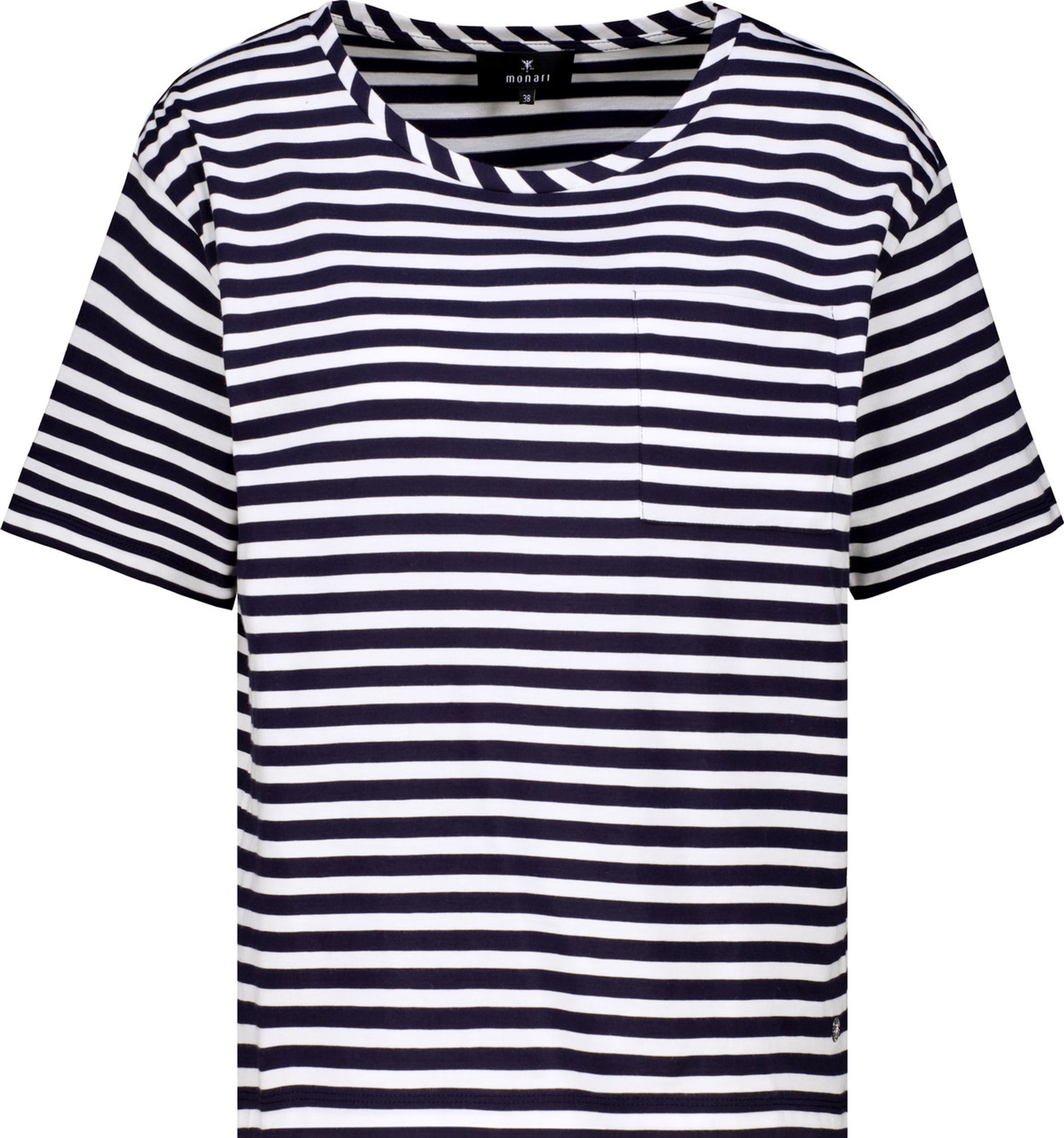 Monari |  T-Shirt, marine ringel | 42