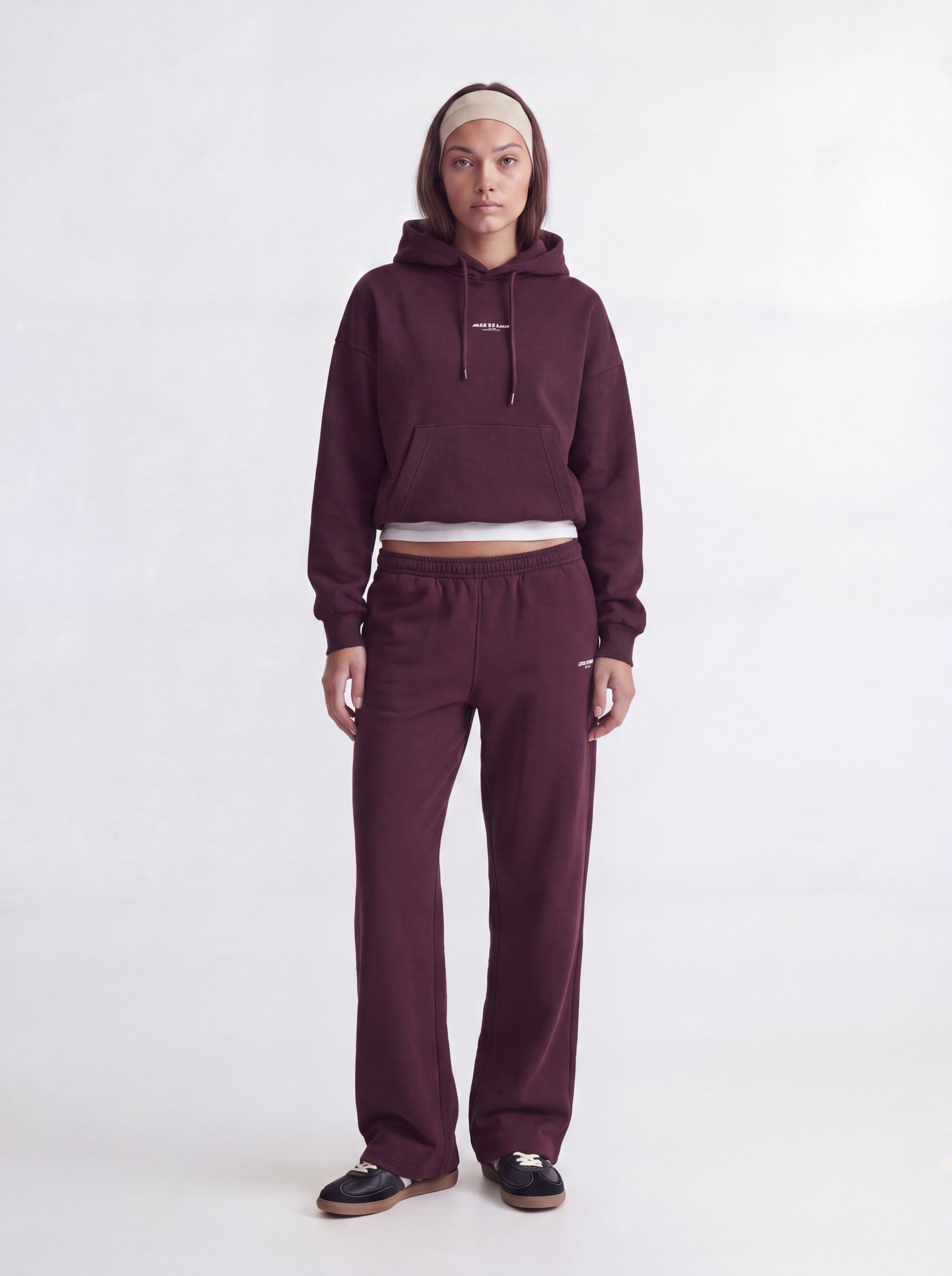 JXSTUDIO VESTERBRO HW PANT SWT NOOS, Winetasting/BRIGHT WHITE JJXX LOGO #1