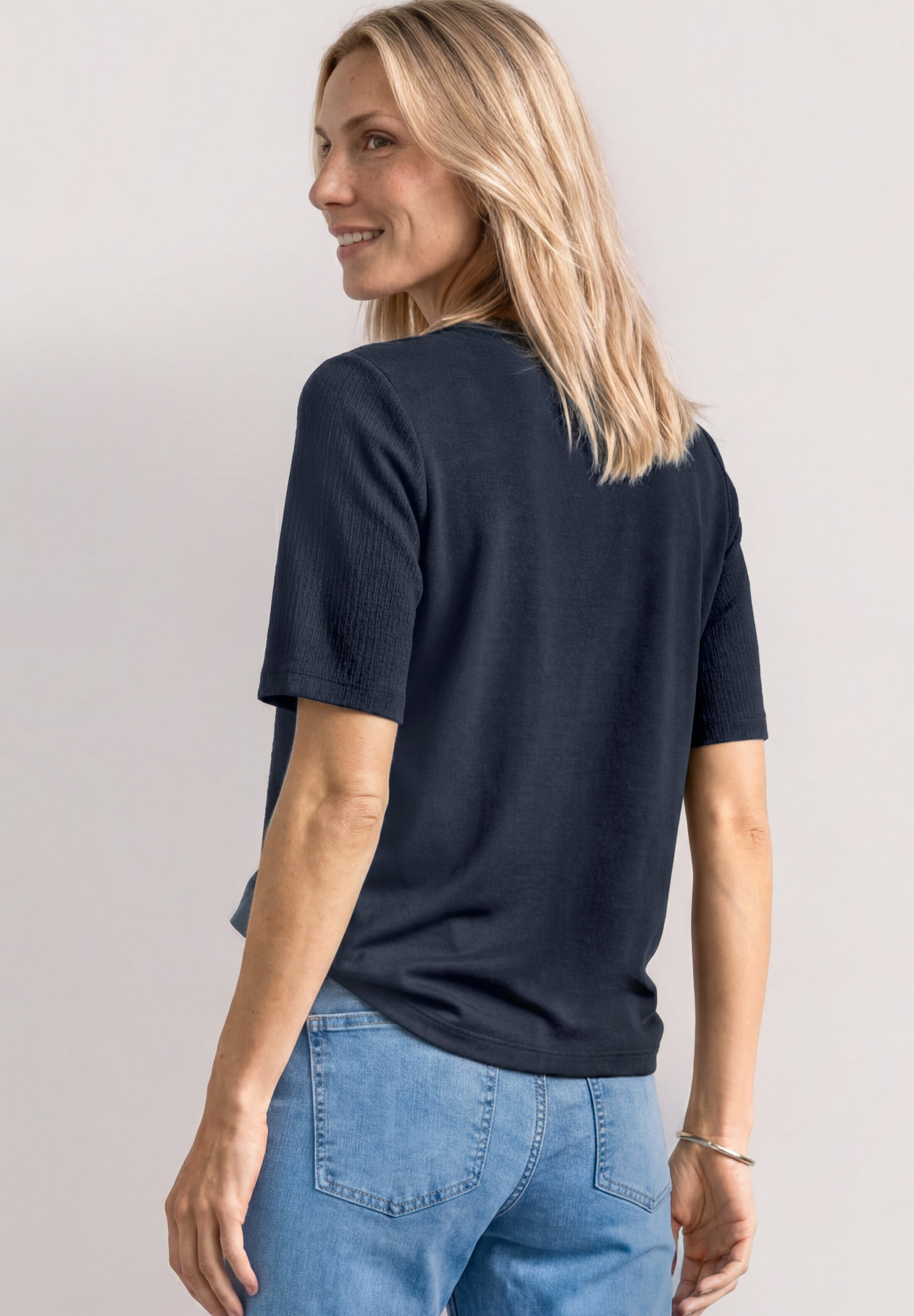structure shirt w.deco buttons, darkest blue #4