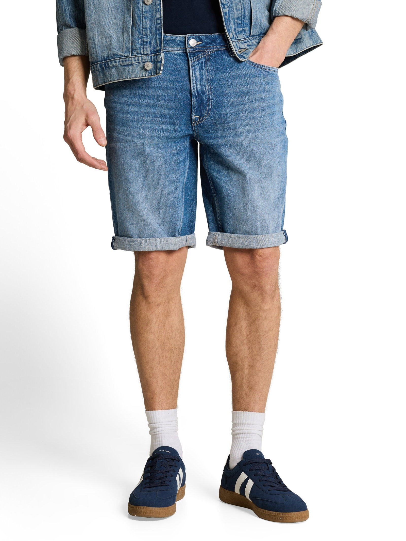 TTAEDAN STRAIGHT SHORTS, Used Mid Stone Blue Denim #2
