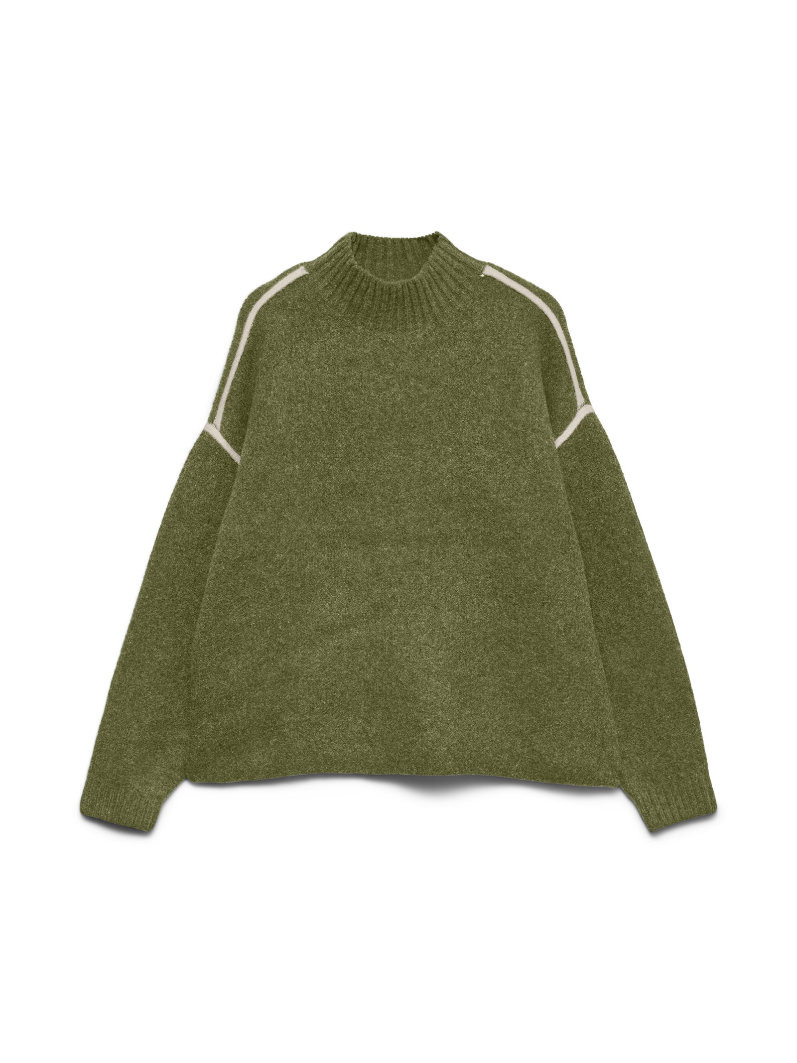 VMBOOM LS HIGHNECK PIPING PULLOVER, Sphagnum/MELANGE W. BIRCH CONTRAST #1