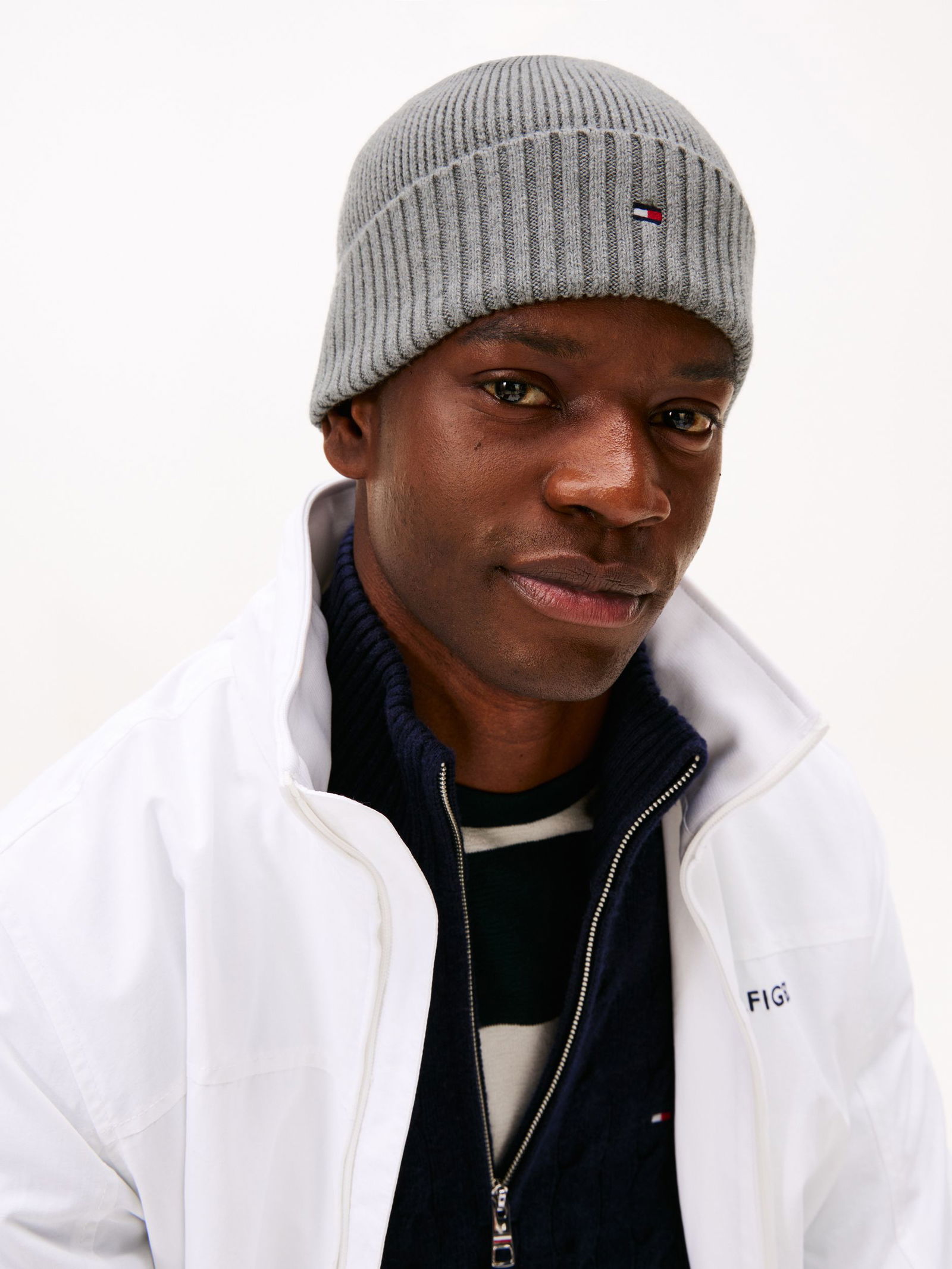 Tommy Hilfiger | Tommy Hilfiger Flag Cotton Beanie | OS | light grey htr