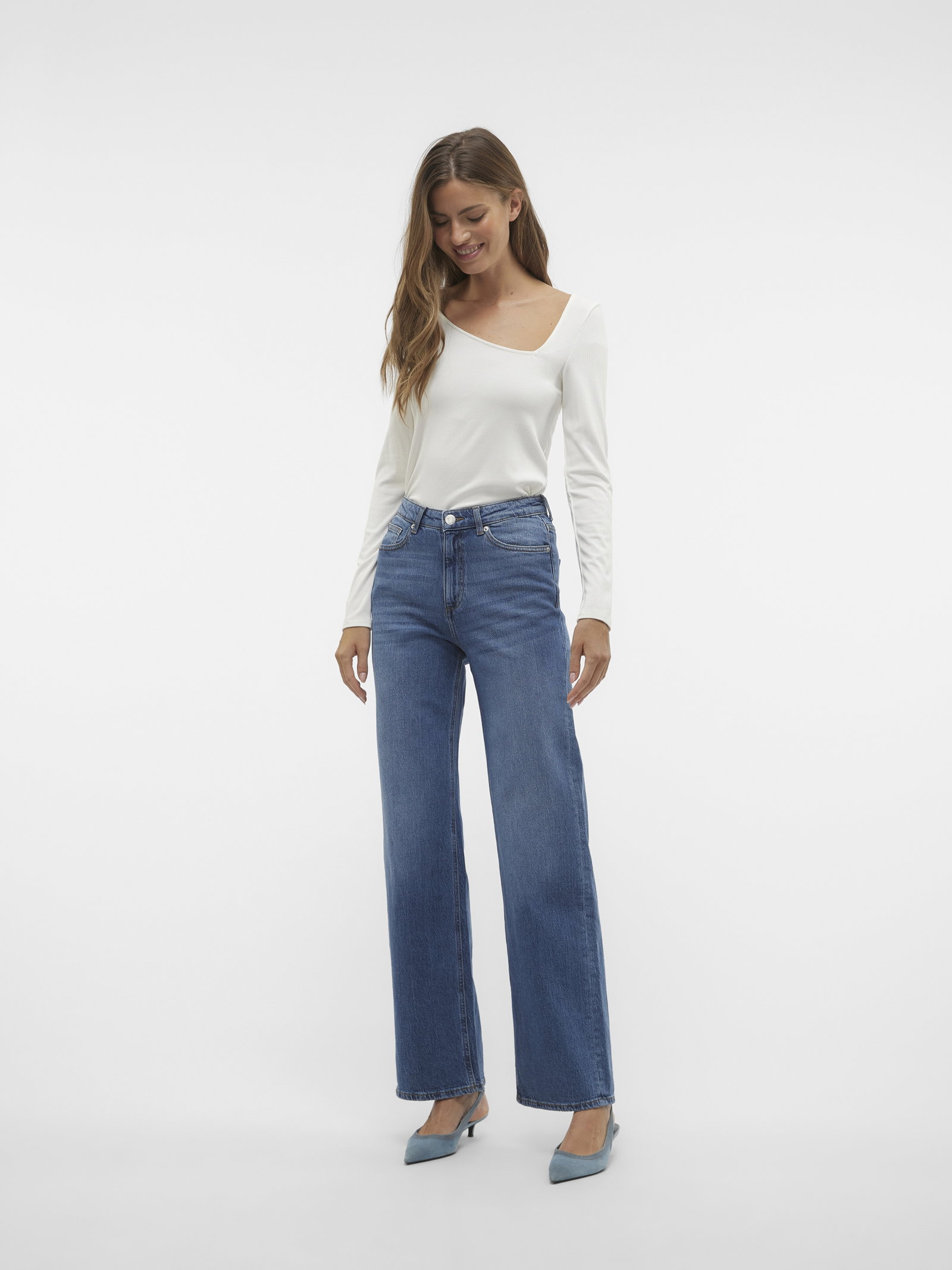 VMTESSA HR WIDE JEANS RA380 GA NOOS, Medium Blue Denim #6