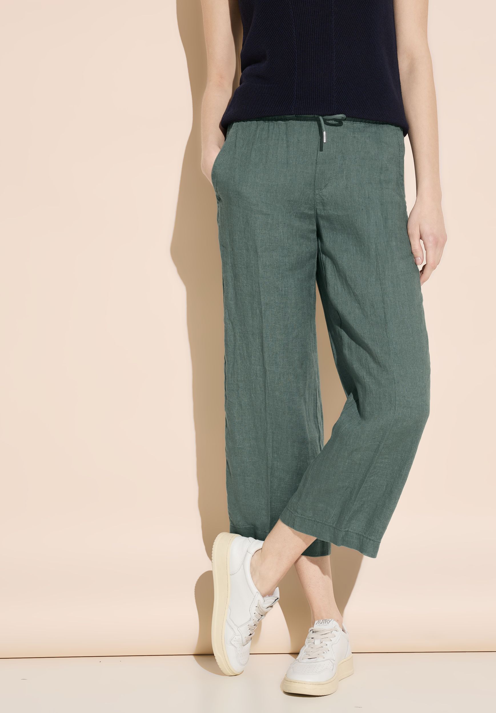 Street One |  Street One Leinenhose  | 36/26 | deep leafy green