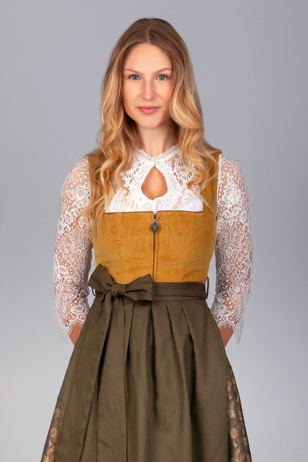 Edelnice Midi Dirndl Hanna Cord Gelb #2