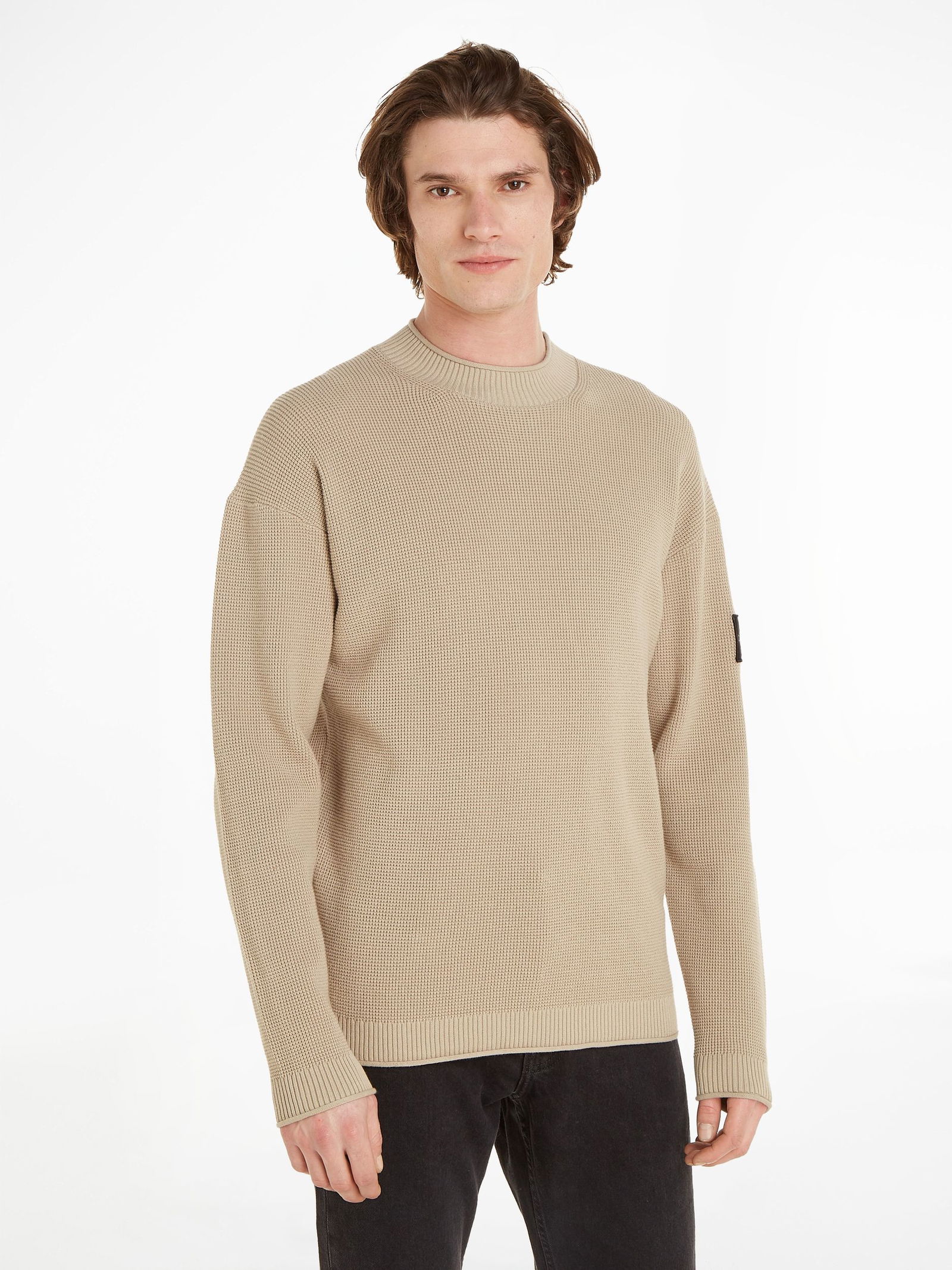 | BADGE RELAXED SWEATER | L | plaza taupe
